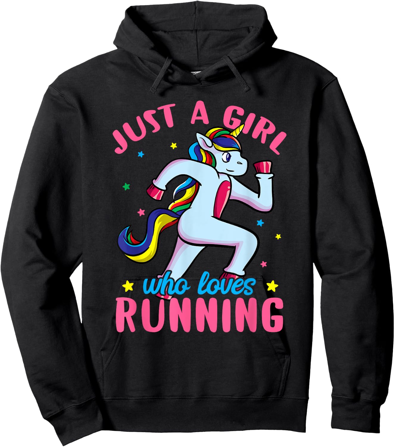 Just a Girl Who Loves Running Unicorn Female Track Runner Hoodie - Hoodie | Black