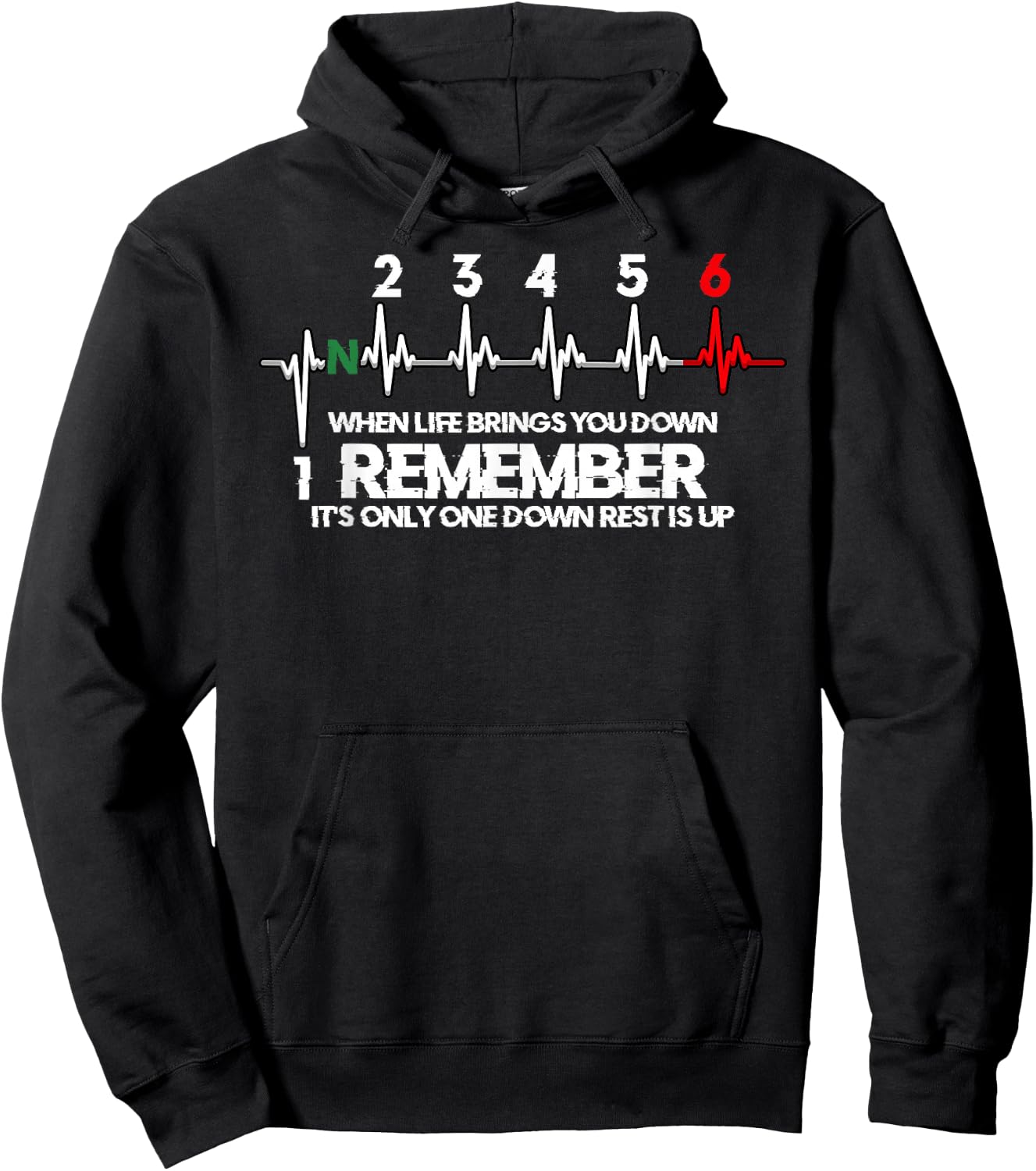 Funny Motorcycle Biker 1N23456 Bike Gear Shift Gift Hoodie - Hoodie | Black