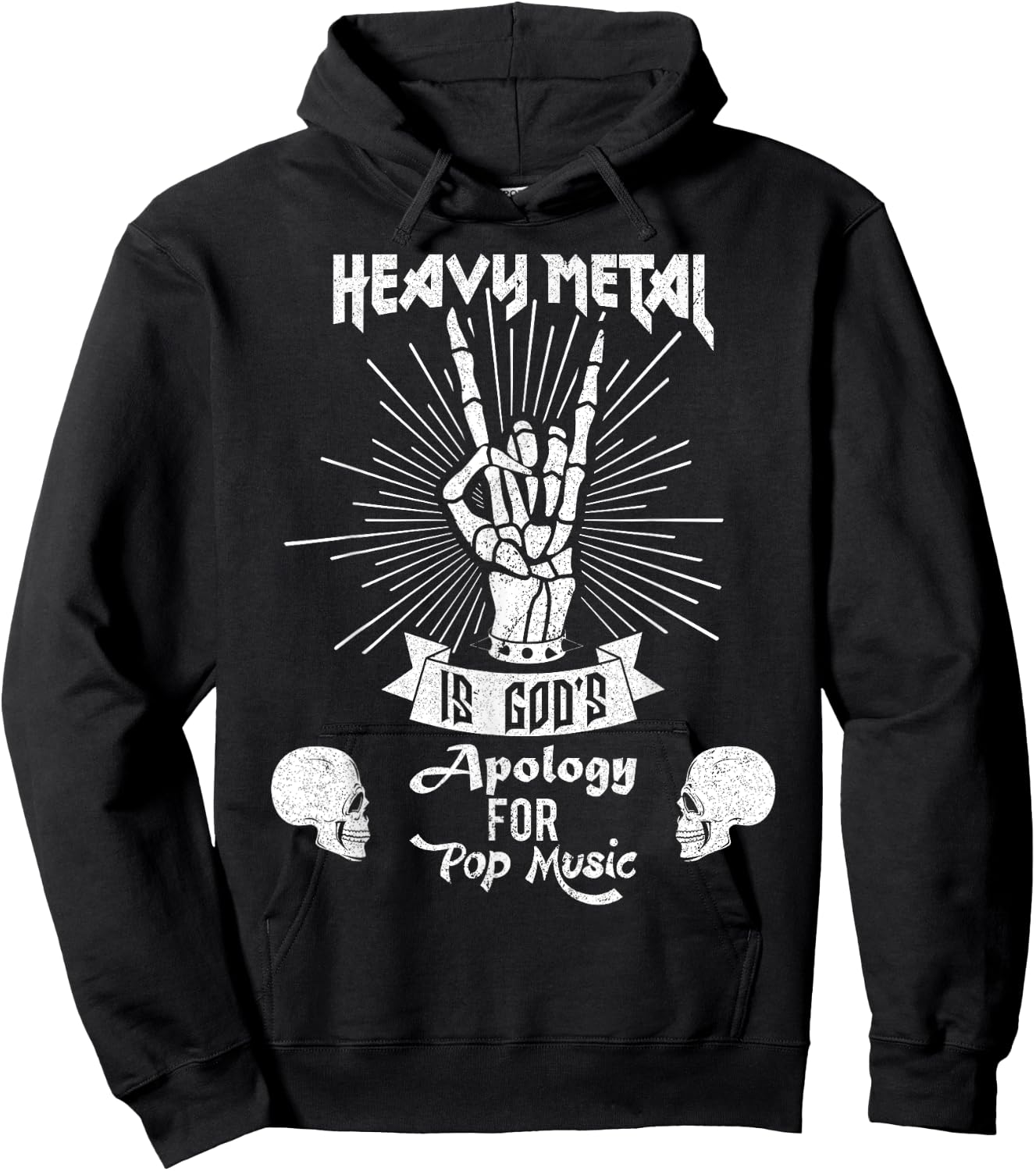 Heavy Metal Music is God's Apology Funny Pun Gift Hoodie - Hoodie | Black