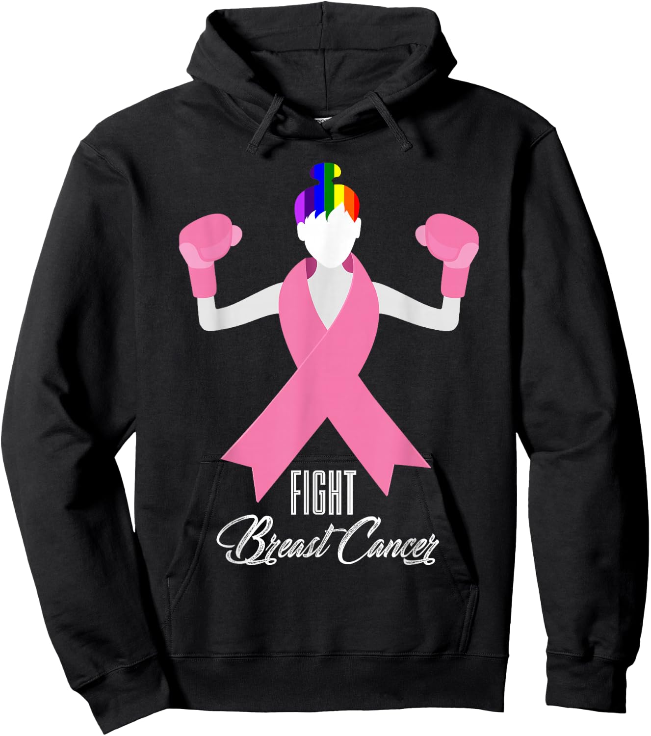 LBGT Fight Breast Cancer | Gay Cancer Hoodie - Hoodie | Black