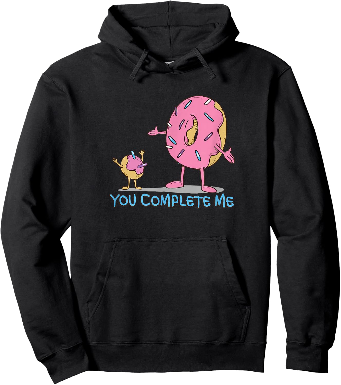 Funny You Complete Me Pink Sprinkled Donut Hole Hoodie - Hoodie | Black