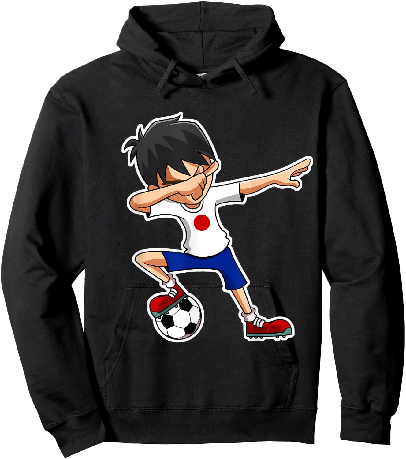 Dabbing Soccer Boy Japan Shirt, Japanese Flag Jersey Hoodie - Hoodie | Black