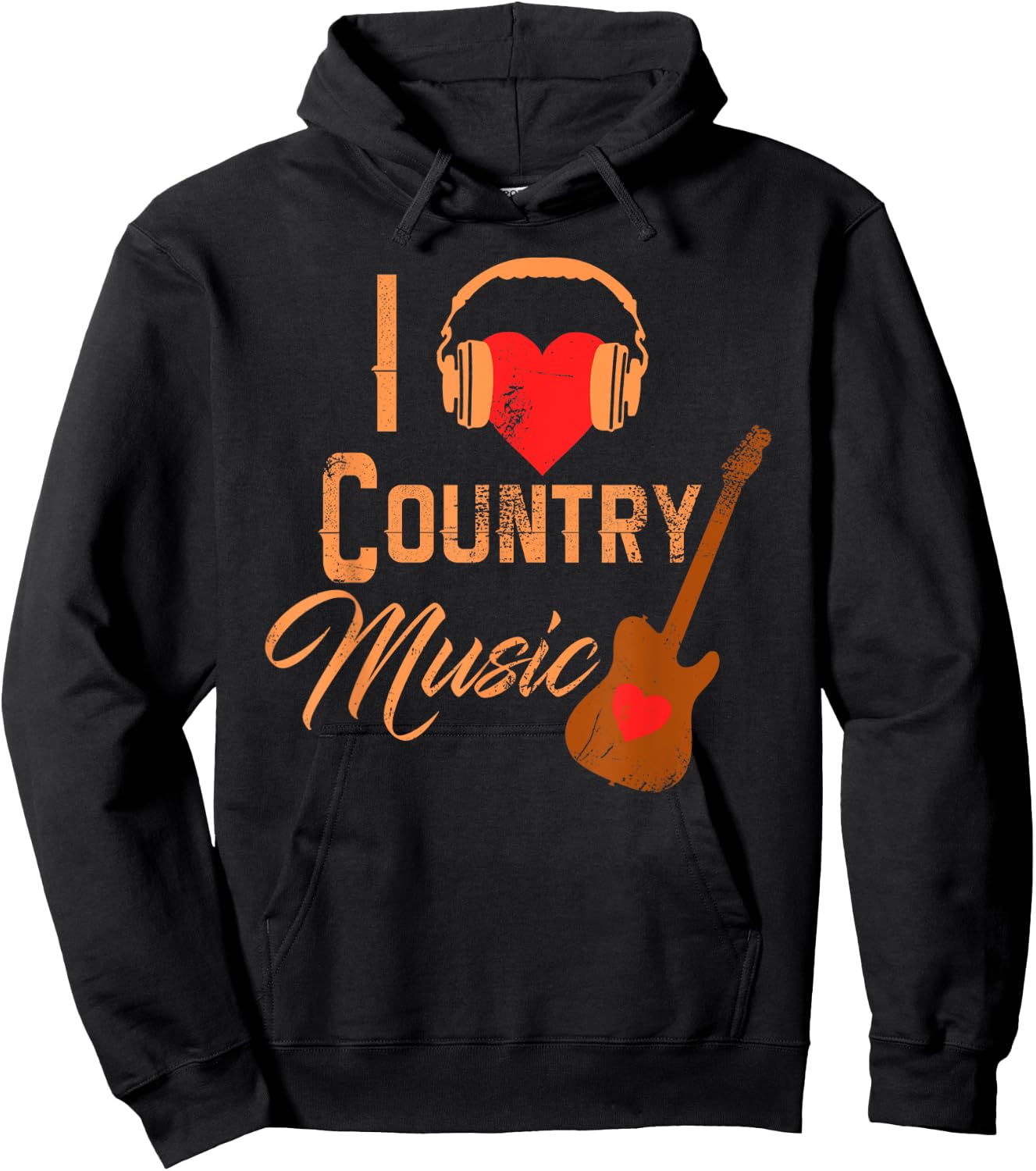 I Love Country Music Shirt Heart Design Country Western Hoodie - Hoodie | Black