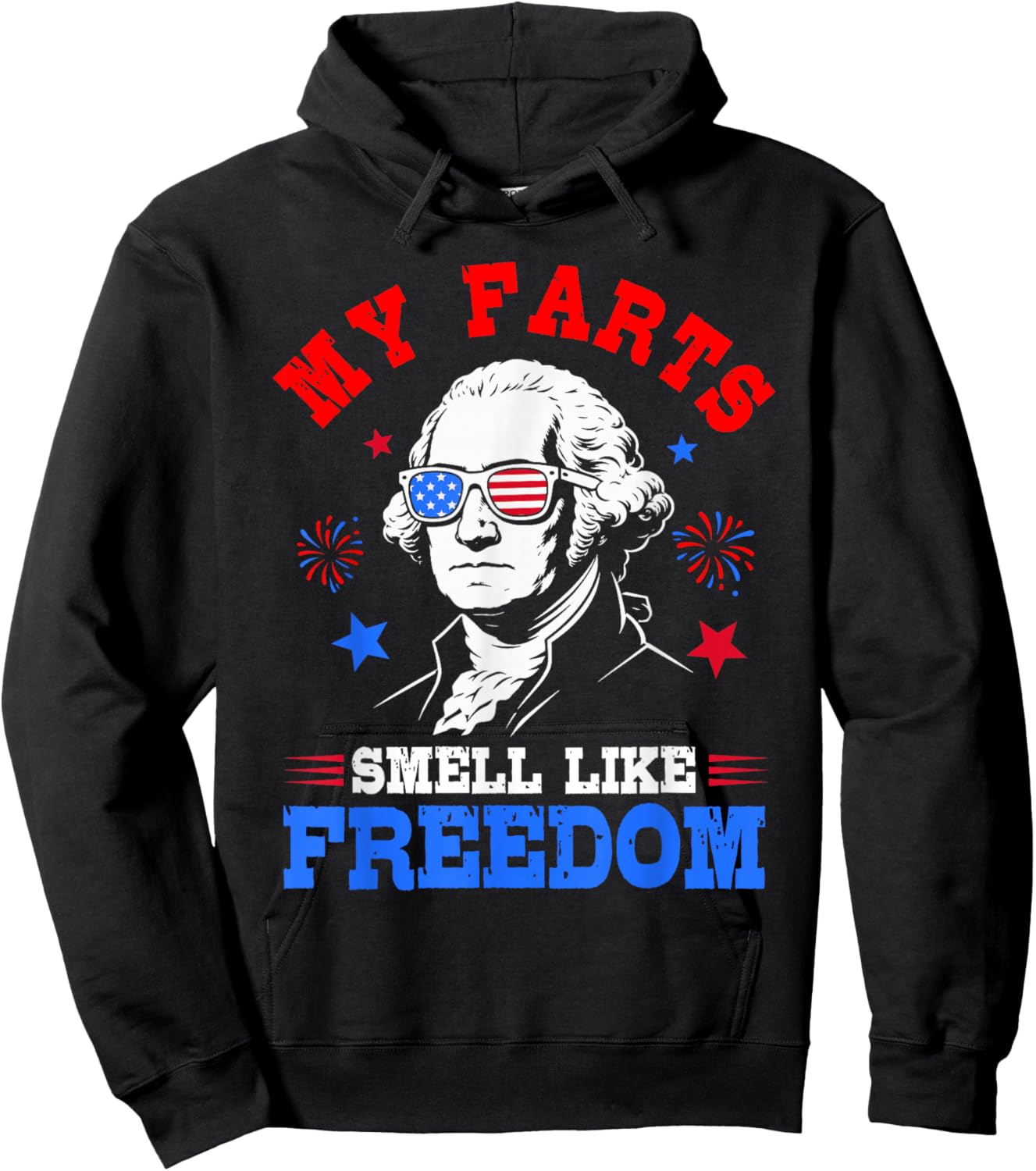 Funny Fourth of July George Washington Patriotic Freedom USA Hoodie - Hoodie | Black