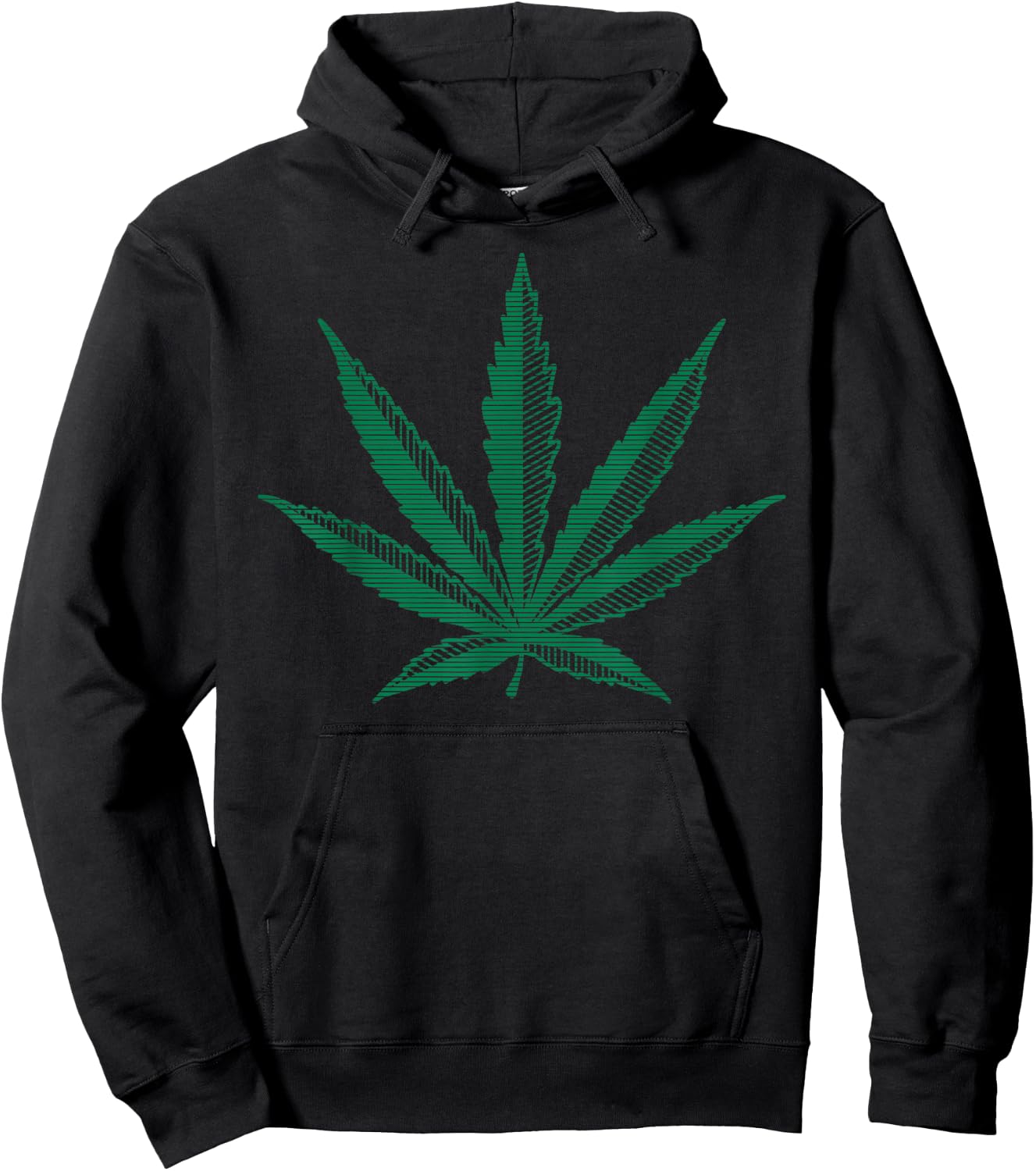 Vintage Pot Leaf Marijuana Hemp Green Graphic Art Hoodie - Hoodie | Black