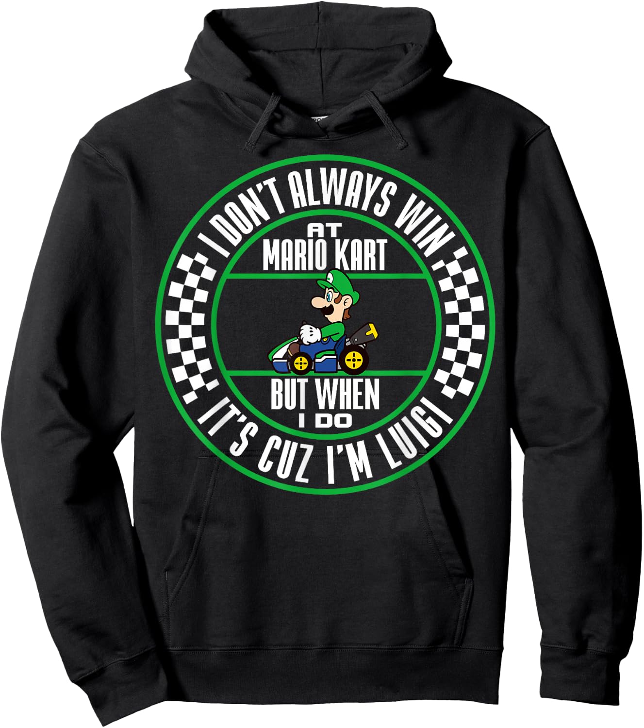 Nintendo Mario Kart Winning As Luigi Graphic Hoodie - Hoodie | Black
