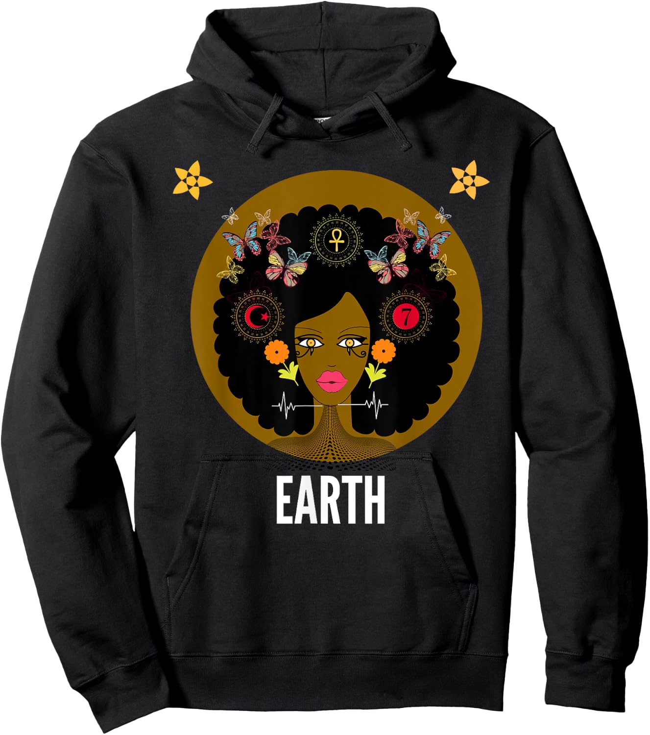 Earth - Black Woman Mother Earth Hoodie - Hoodie | Black