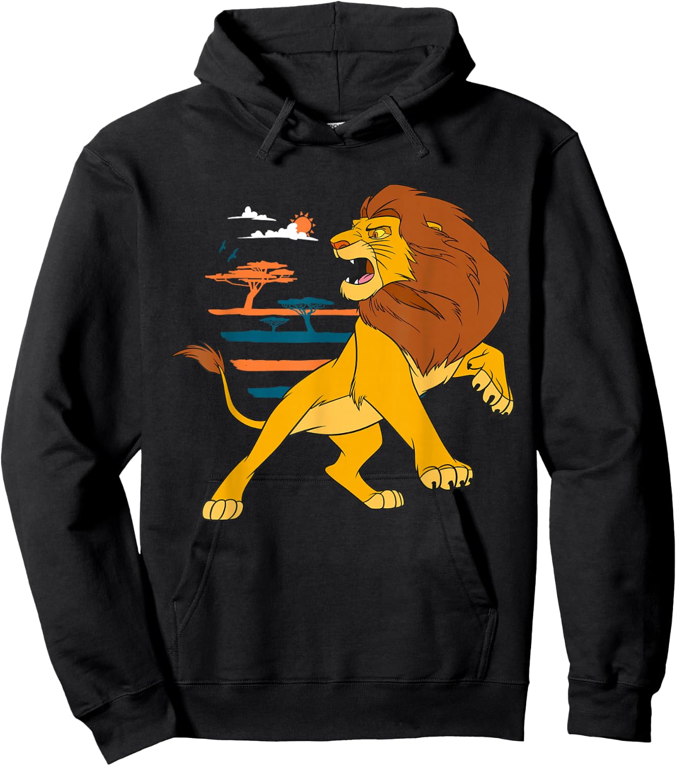 Disney The Lion King Adult Simba Roaring Pride Lands Hoodie - Hoodie | Black
