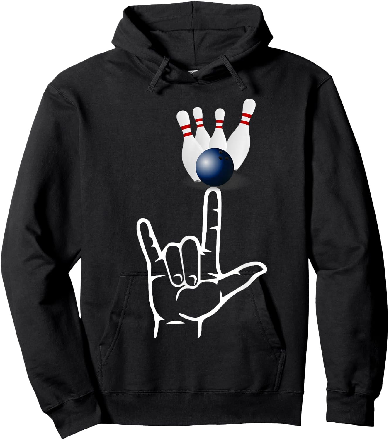 ASL Sign Language Bowling Sport I Love You Hand Heart Hoodie - Hoodie | Black
