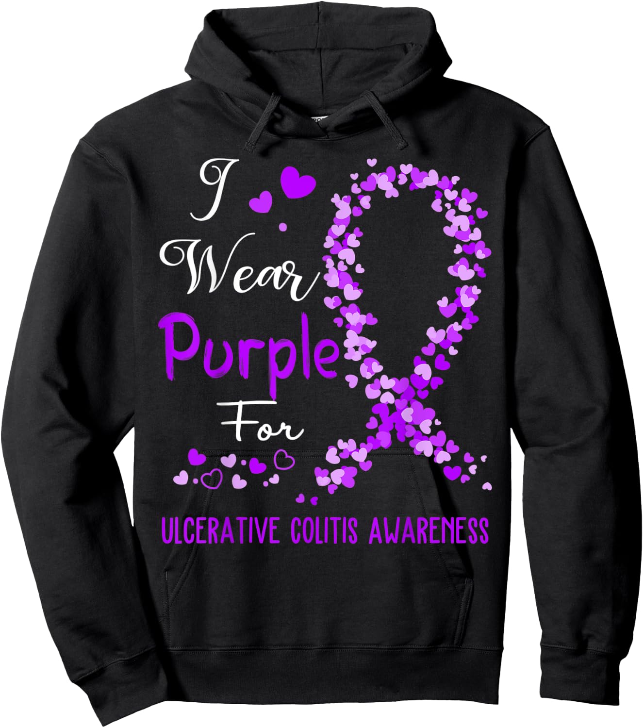 I Wear Purple For Ulcerative Colitis Awareness Hoodie - Hoodie | Black