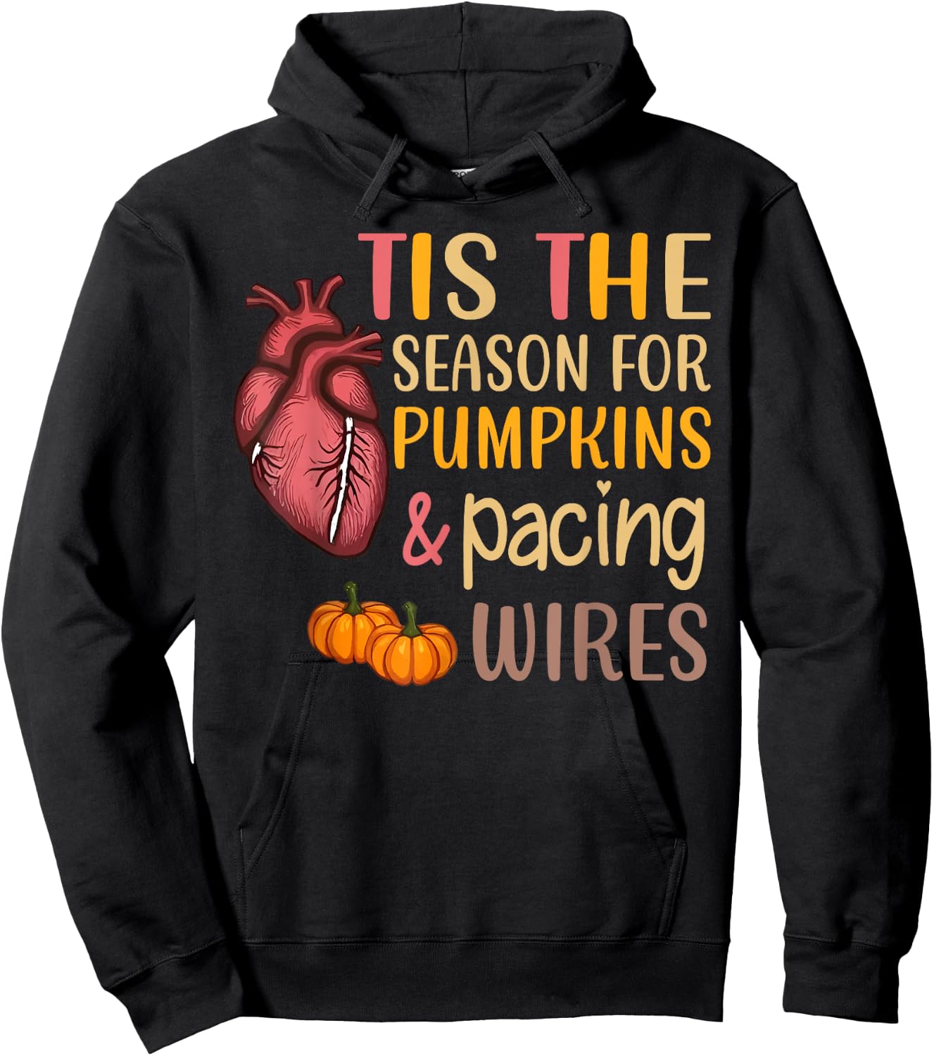 Cardiac Heart Nurse Fall Autumn Pumpkin Cardiology Nursing Hoodie - Hoodie | Black