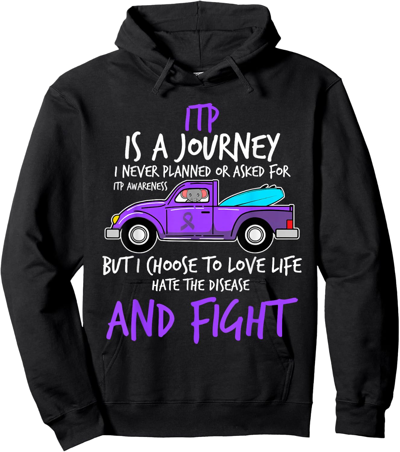 Purple Awareness Journey Ribbon Immune Thrombocytopenia Gift Hoodie - Hoodie | Black