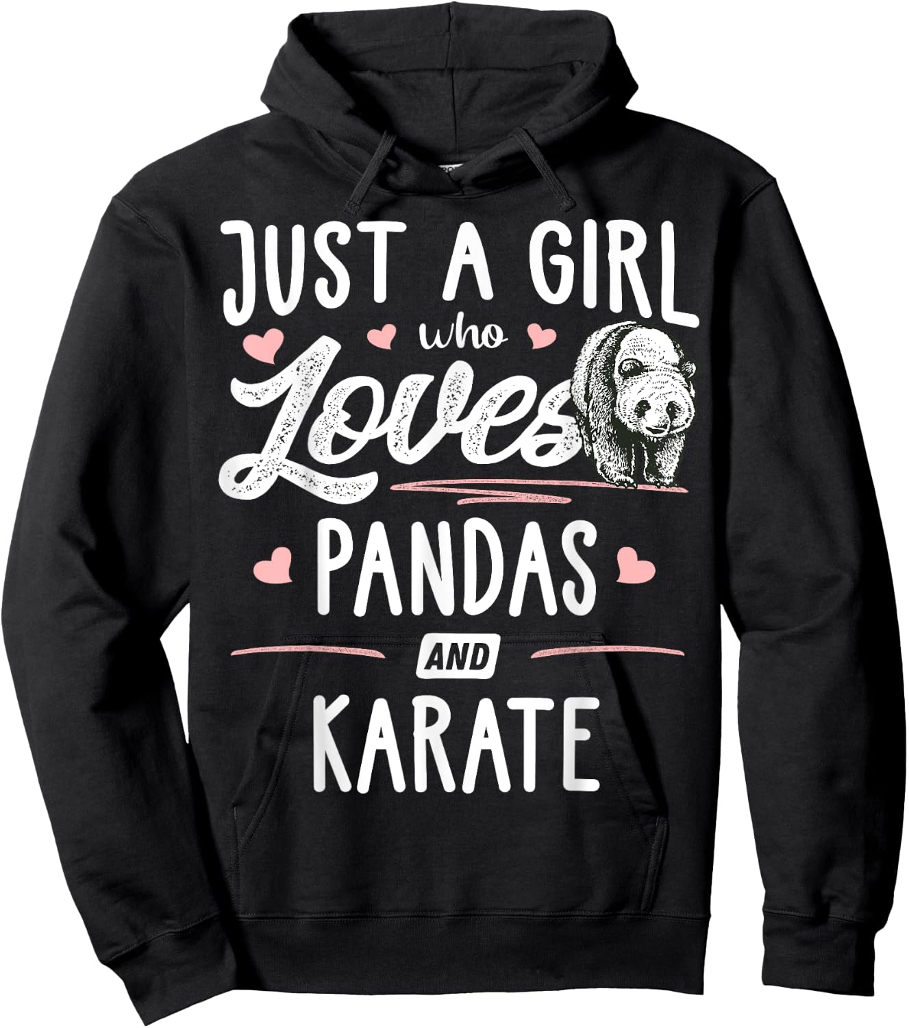 Just A Girl Who Loves Pandas And Karate Gift Women Hoodie - Hoodie | Black