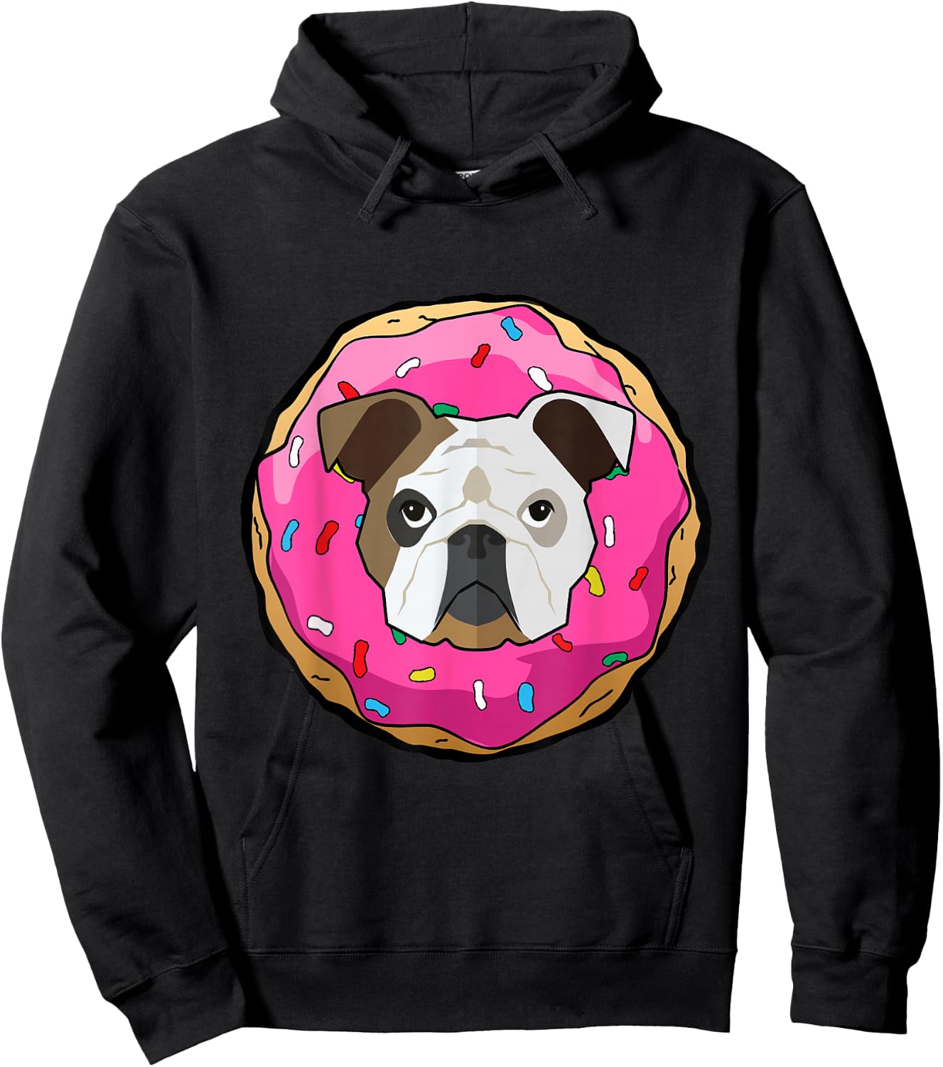 American Bulldog Dog Cute Doughnut Funny Donut Costume Men Women Kids Hoodie - Hoodie | Black