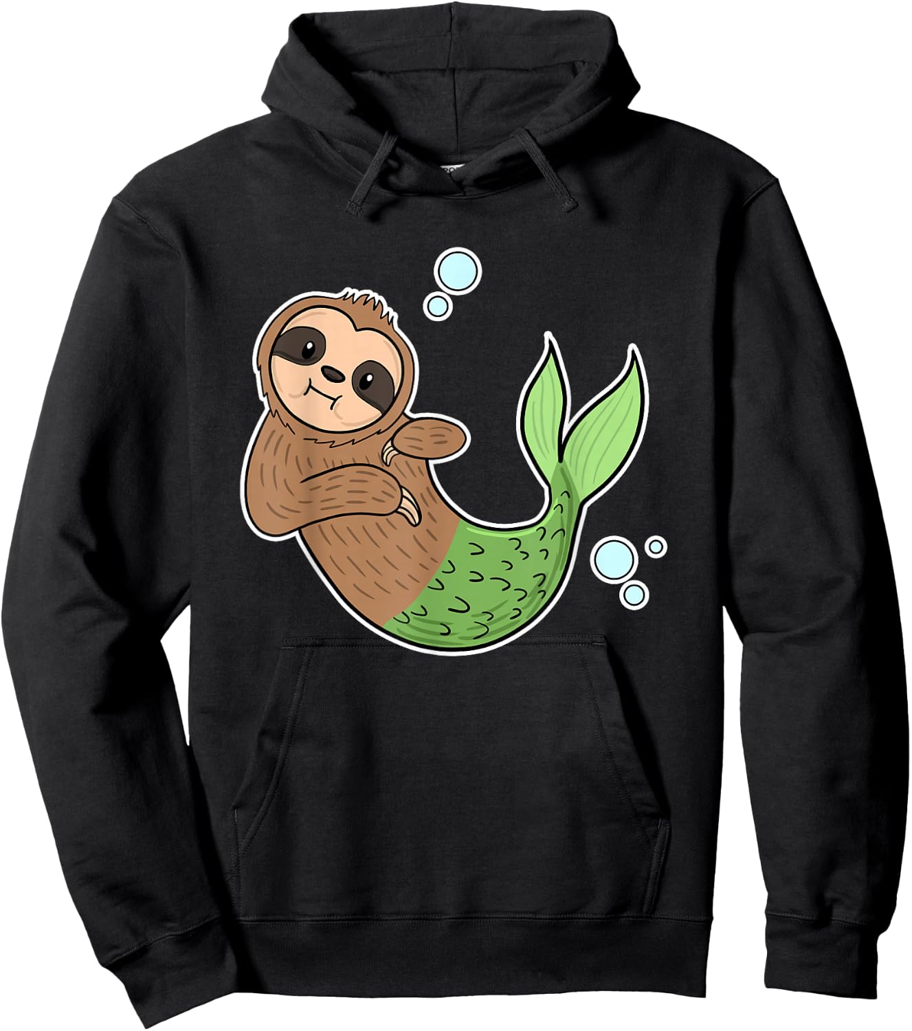 Mermaid Sloth Cute Slow Animal Sea Creature Girls Gift Hoodie - Hoodie | Black