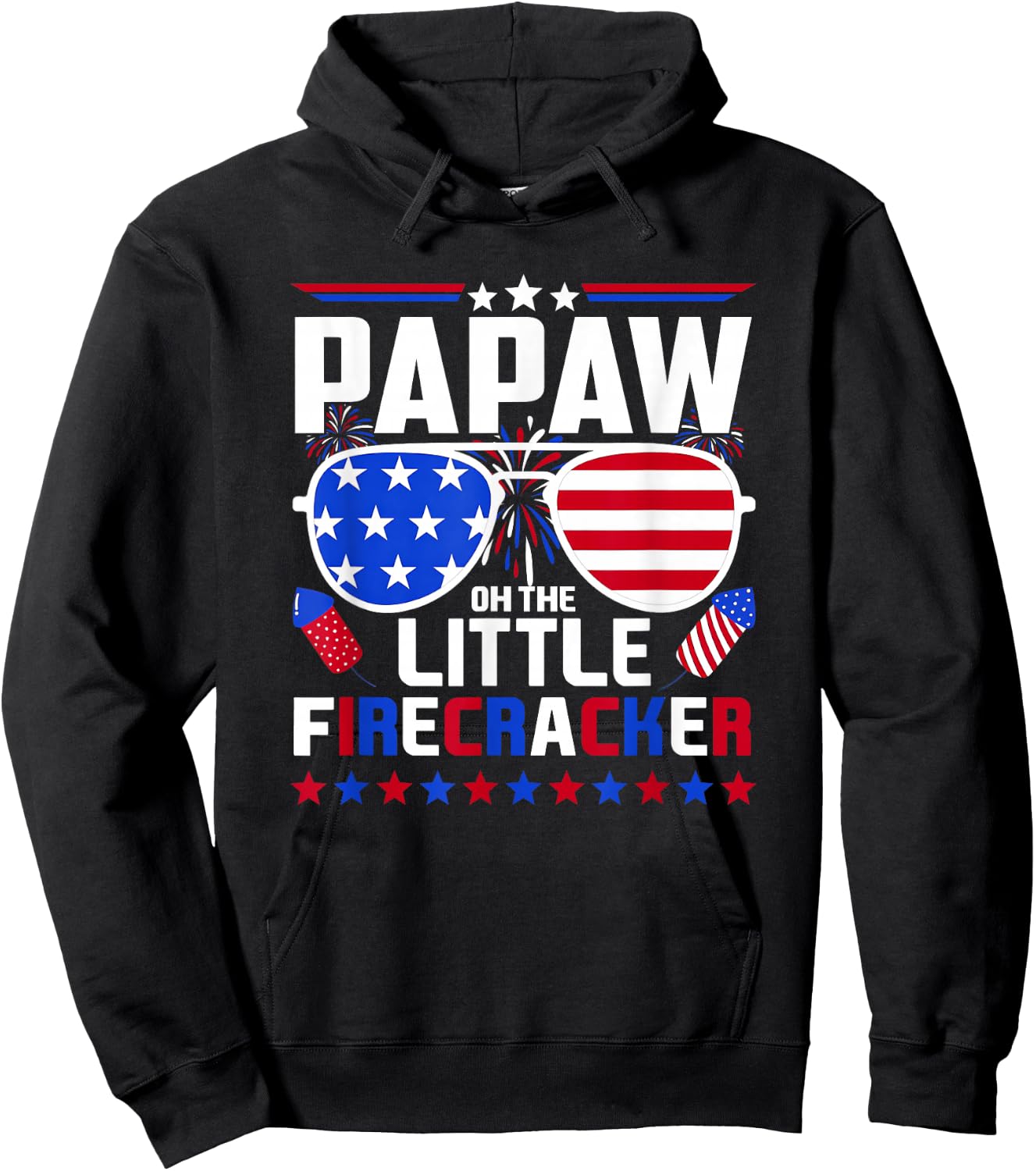 Papaw of The Little Firecracker Fourth of July Birthday Hoodie - Hoodie | Black