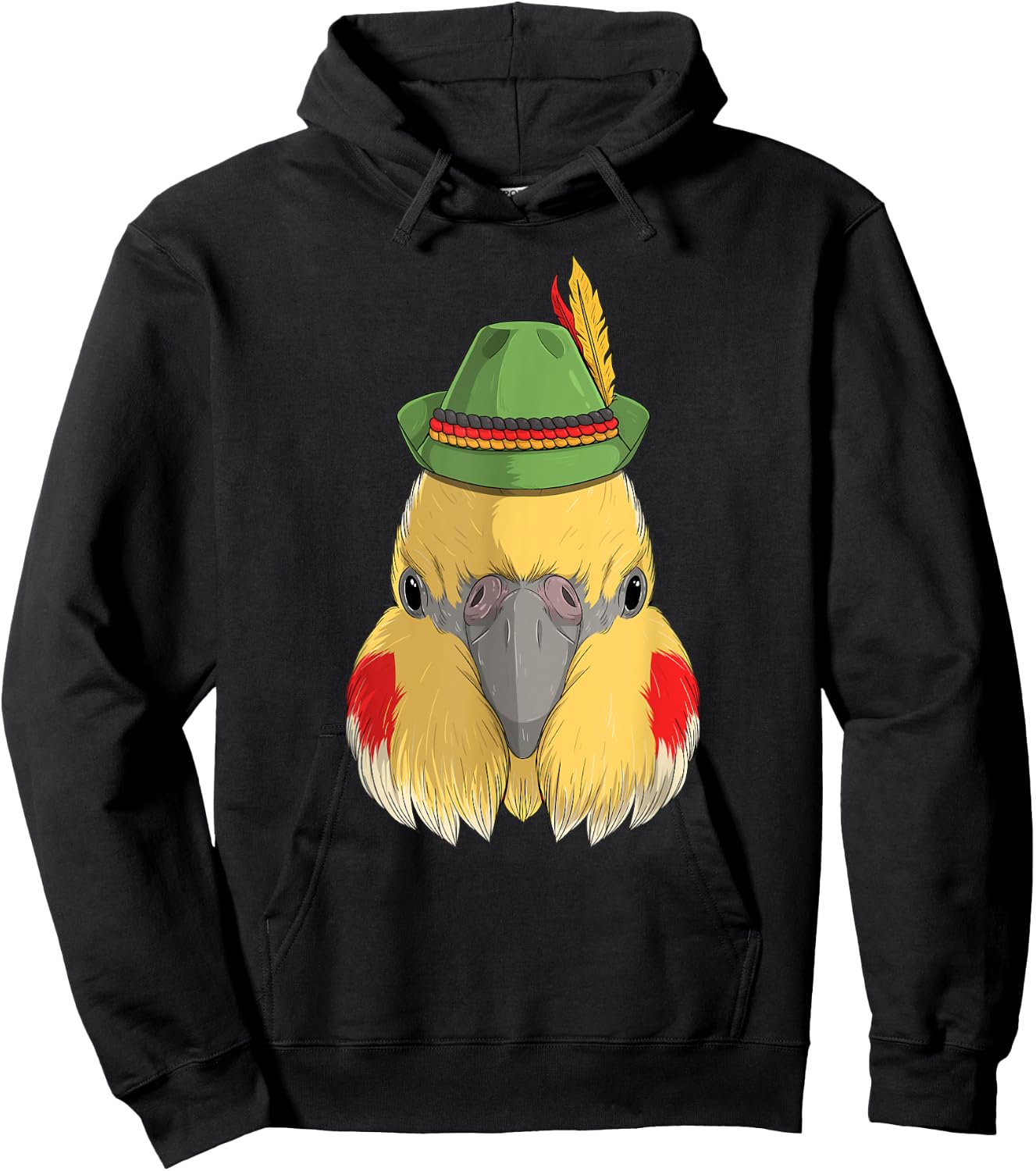 Cockatiel Bird Oktoberfest German Bavarian Alpine Hat Parrot Hoodie - Hoodie | Black