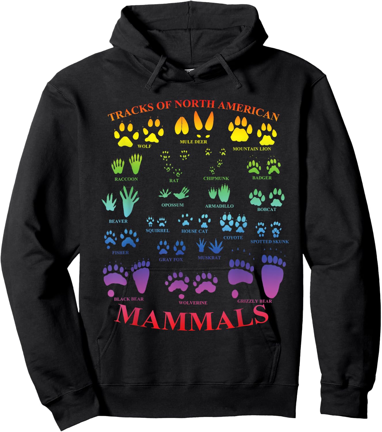 Beartracker Wildlife Tracks of North American Mammals Hoodie - Hoodie | Black