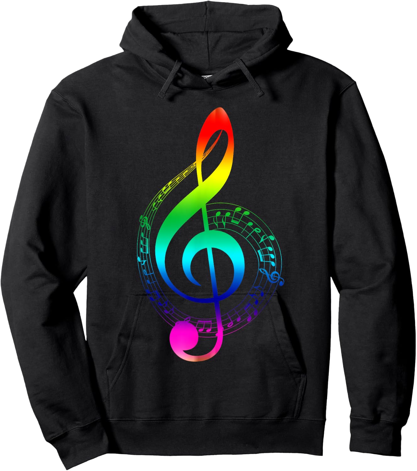 Music Note Rainbow Treble Clef Musical Symbol for Musicians Hoodie - Hoodie | Black
