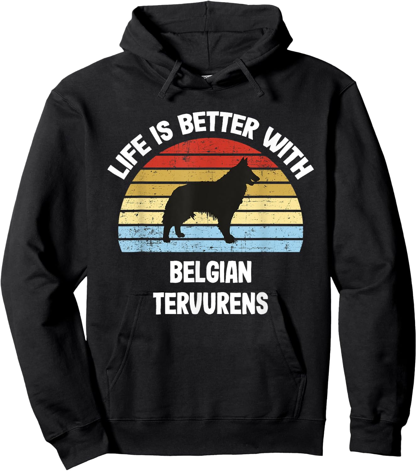 Retro Belgian Tervuren Dog Gift Hoodie - Hoodie | Black