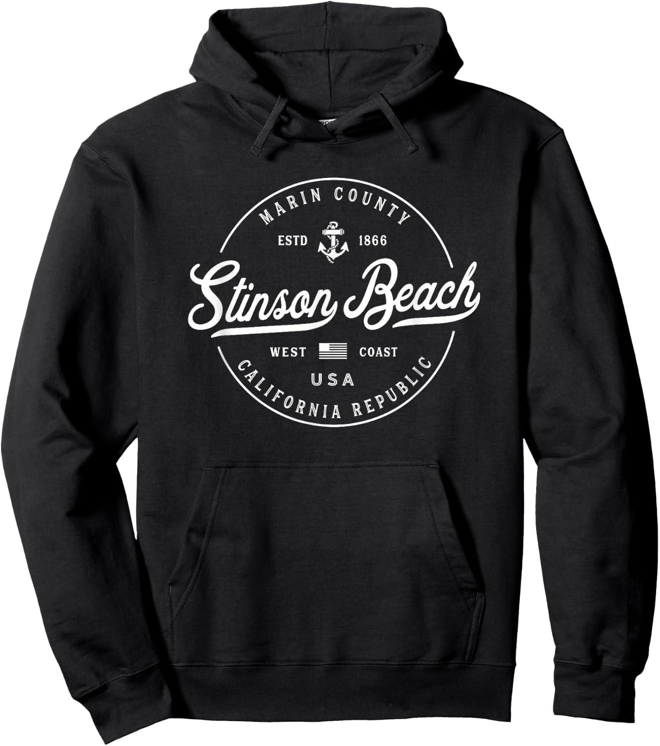 NAUTICAL Anchor Stinson Beach California Travel Vacation Hoodie - Hoodie | Black
