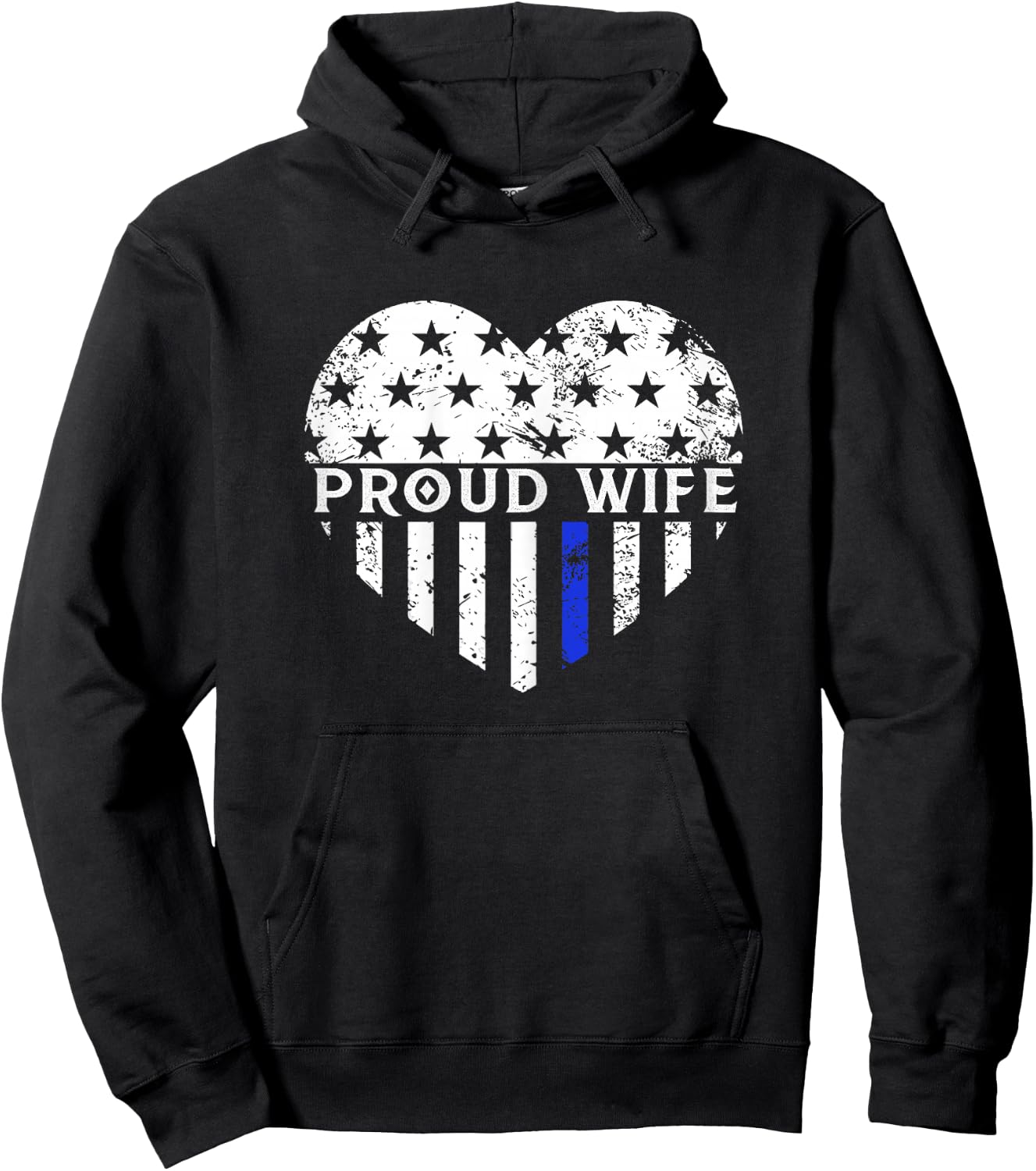 Police Wife Shirt Thin Blue Line Flag Law Enforcement Hoodie - Hoodie | Black