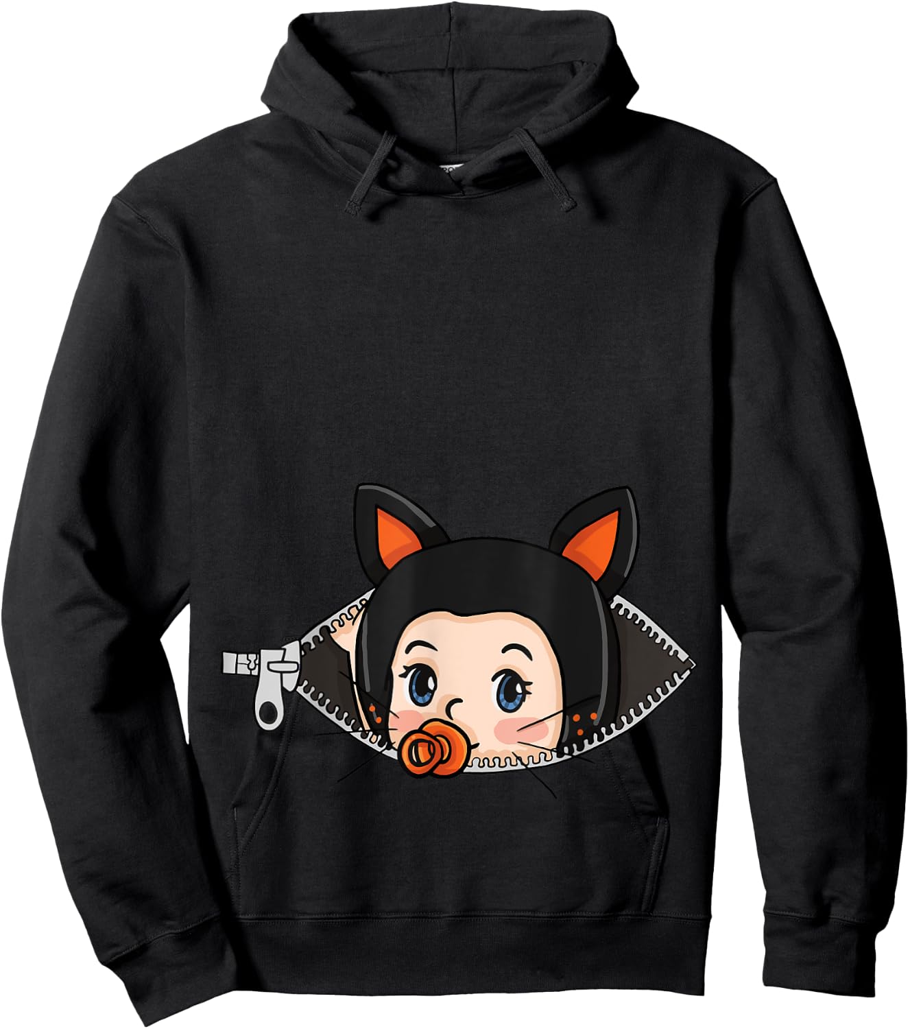 Halloween Pregnancy Shirt - Black Cat Ears Baby T shirt Men Women Hoodie - Hoodie | Black