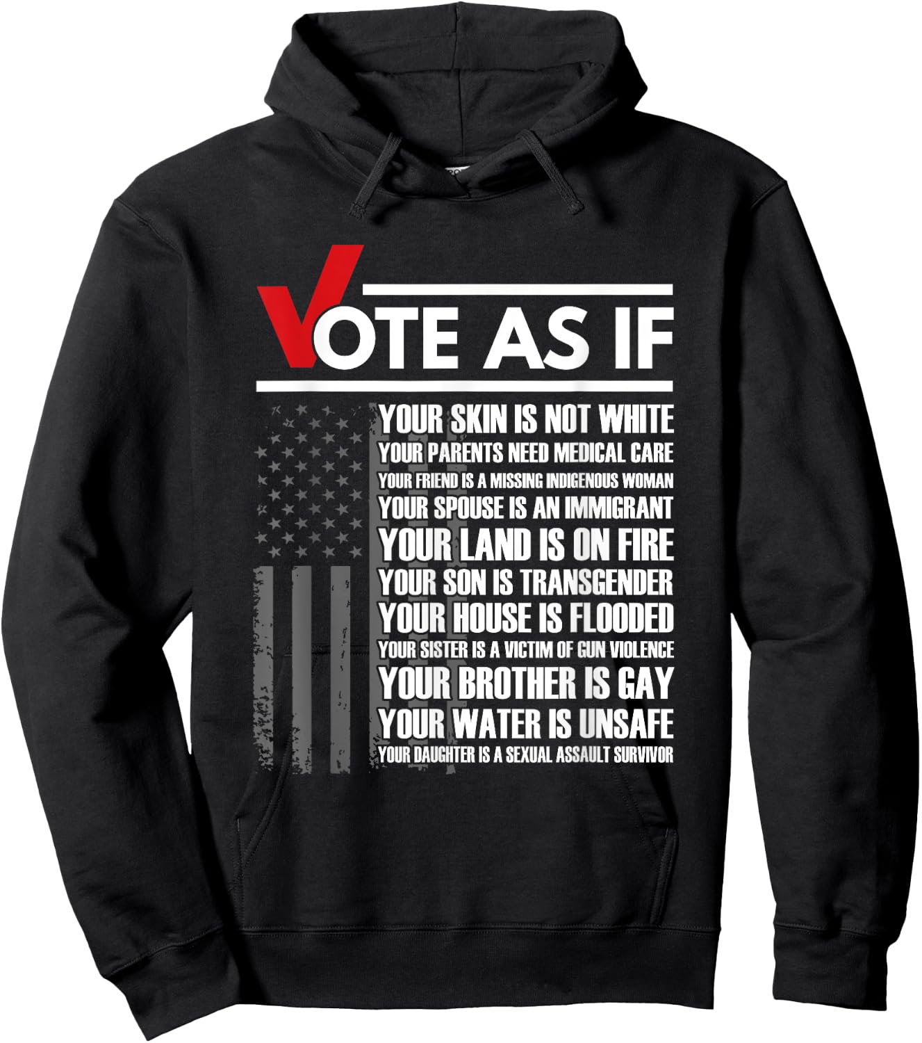 Vote As If Your Skin Is Not White, Vote Blue Gift Hoodie - Hoodie | Black