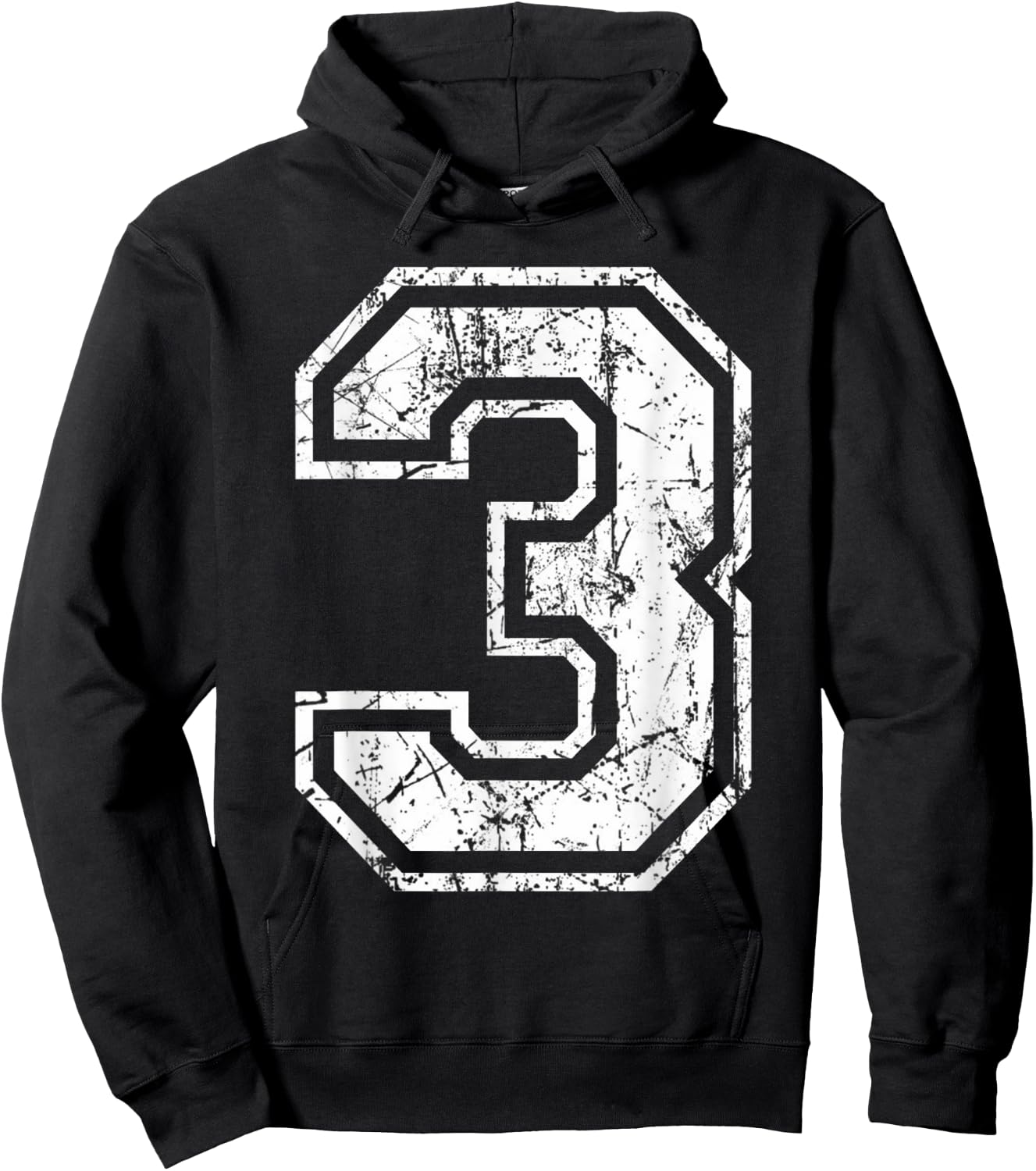 Sports Jersey Grunge Number 3 Fan Team Player Birthday Gift Hoodie - Hoodie | Black