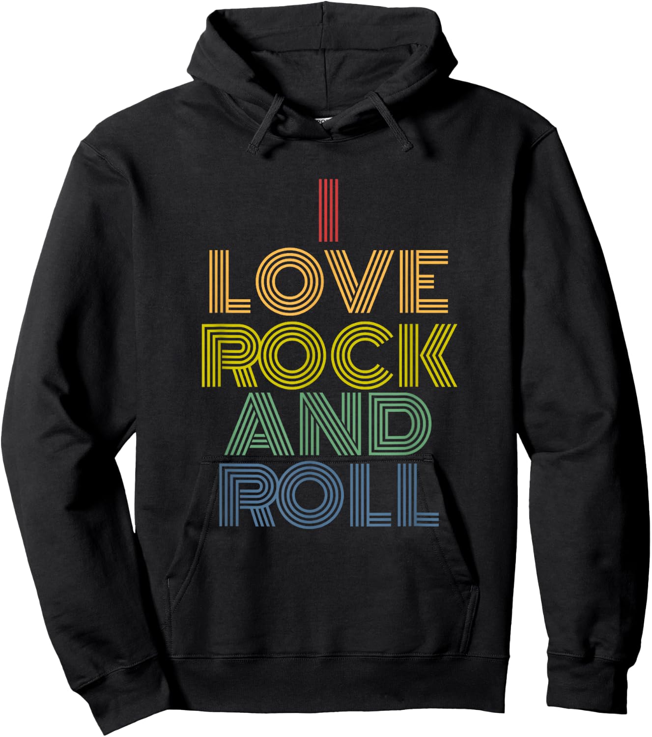 I Love Rock And Roll retro rainbow rock music Hoodie - Hoodie | Black