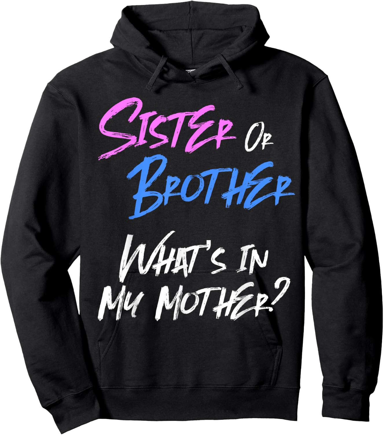 Pink or Blue Gender Reveal Gift Siblings Sister Brother Hoodie - Hoodie | Black