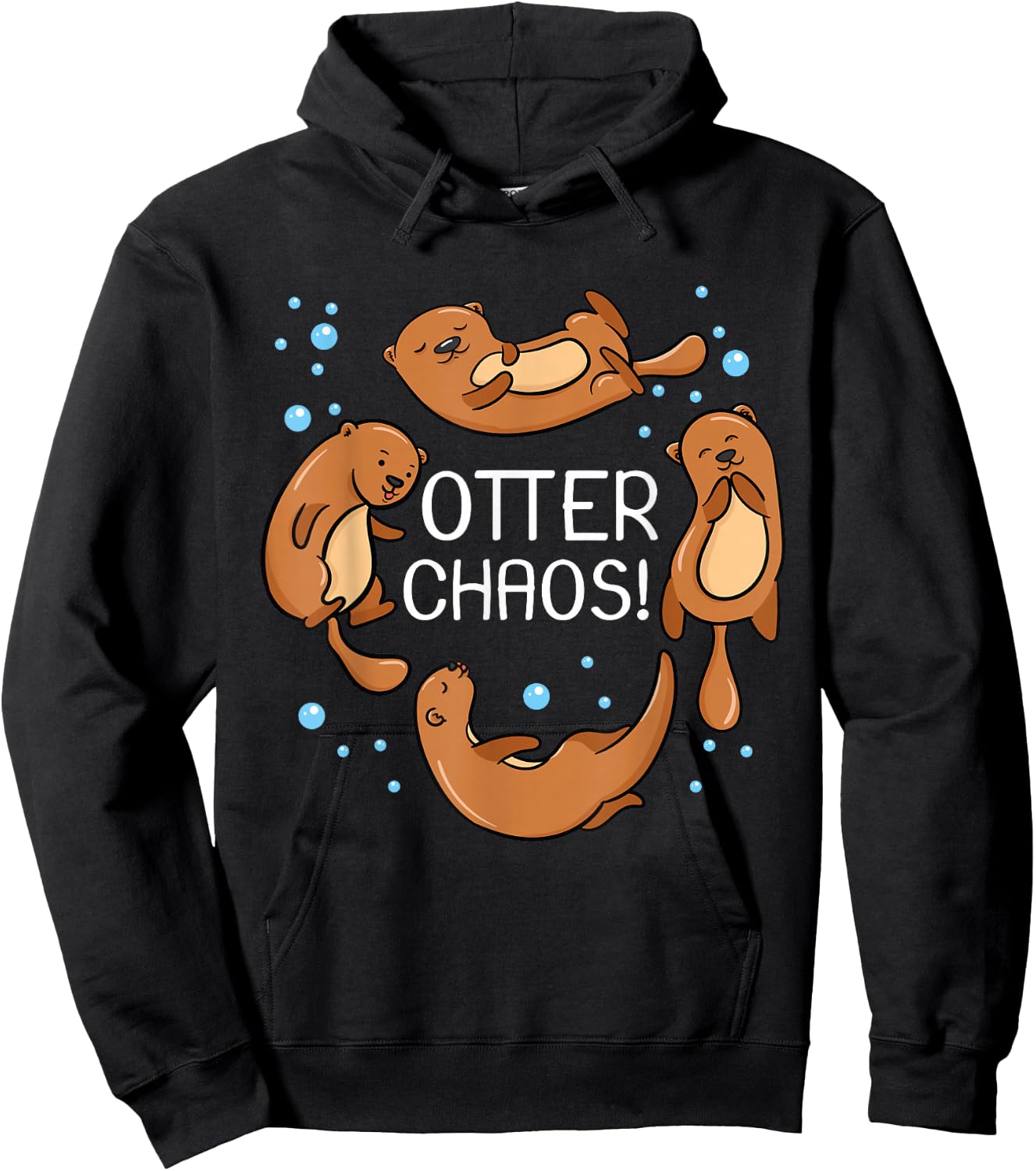 Otter Chaos For Kids Cute Sleeping Pajama Hoodie - Hoodie | Black