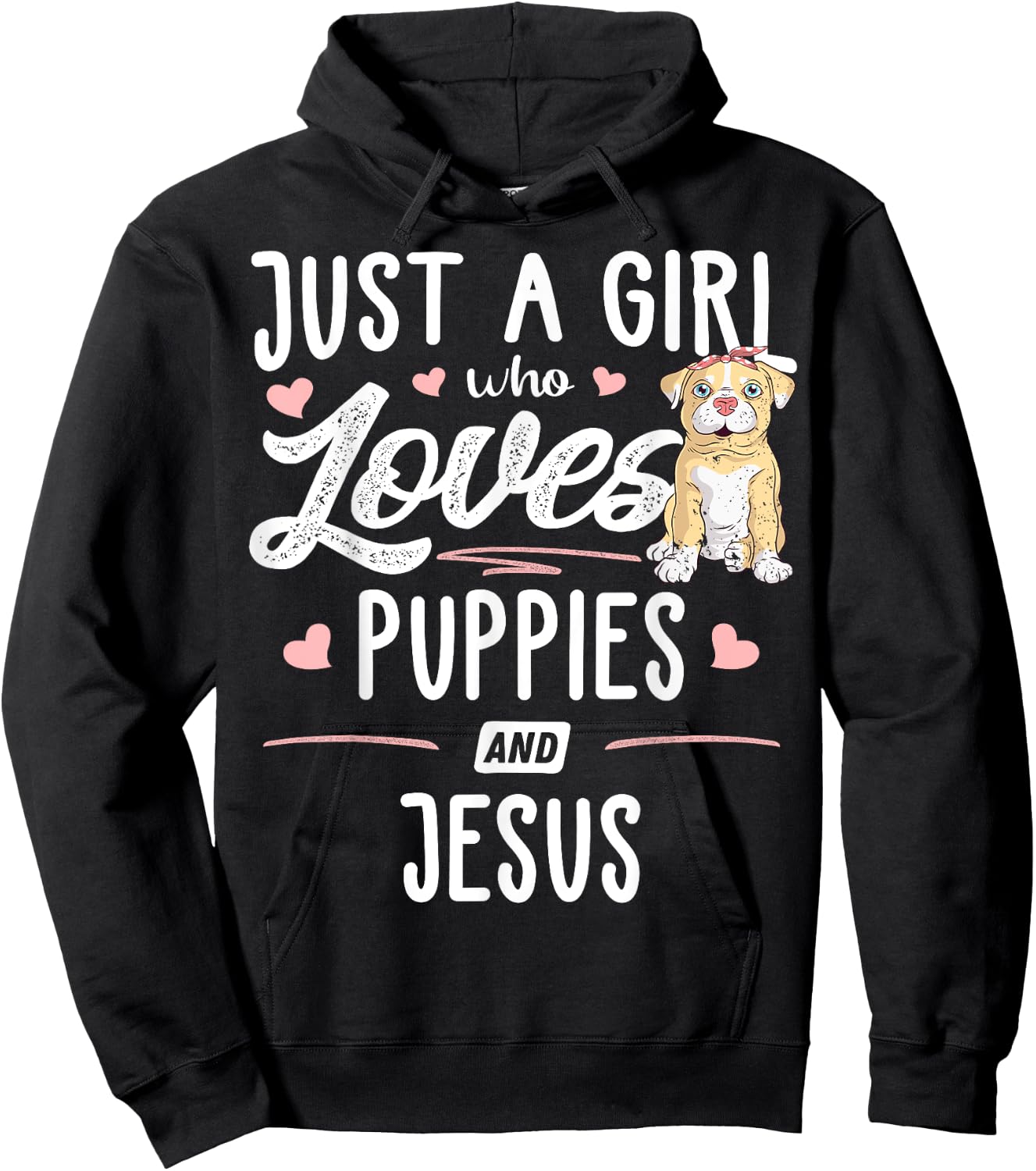 Just A Girl Who Loves Puppies And Jesus Gift Women Hoodie - Hoodie | Black