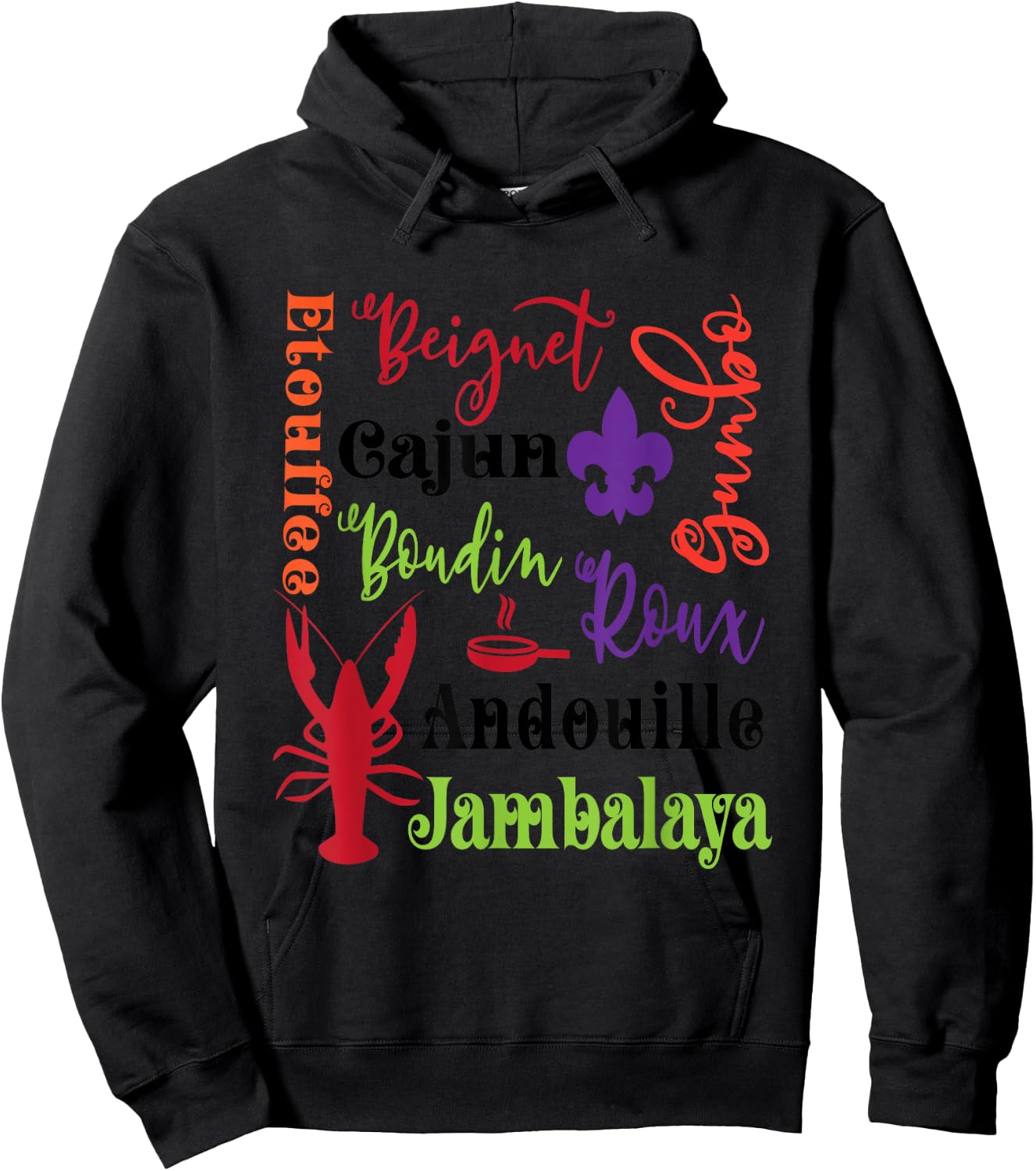 Crawfish Beignet Gumbo Jambalaya Subway Bayou Funny T Shirt Hoodie - Hoodie | Black