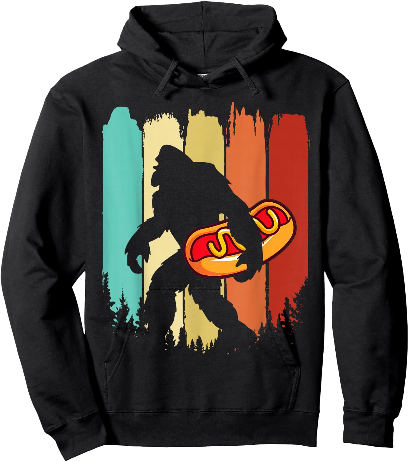 Funny Hot Dog Art Women Bigfoot Hotdog Lovers Hoodie - Hoodie | Black