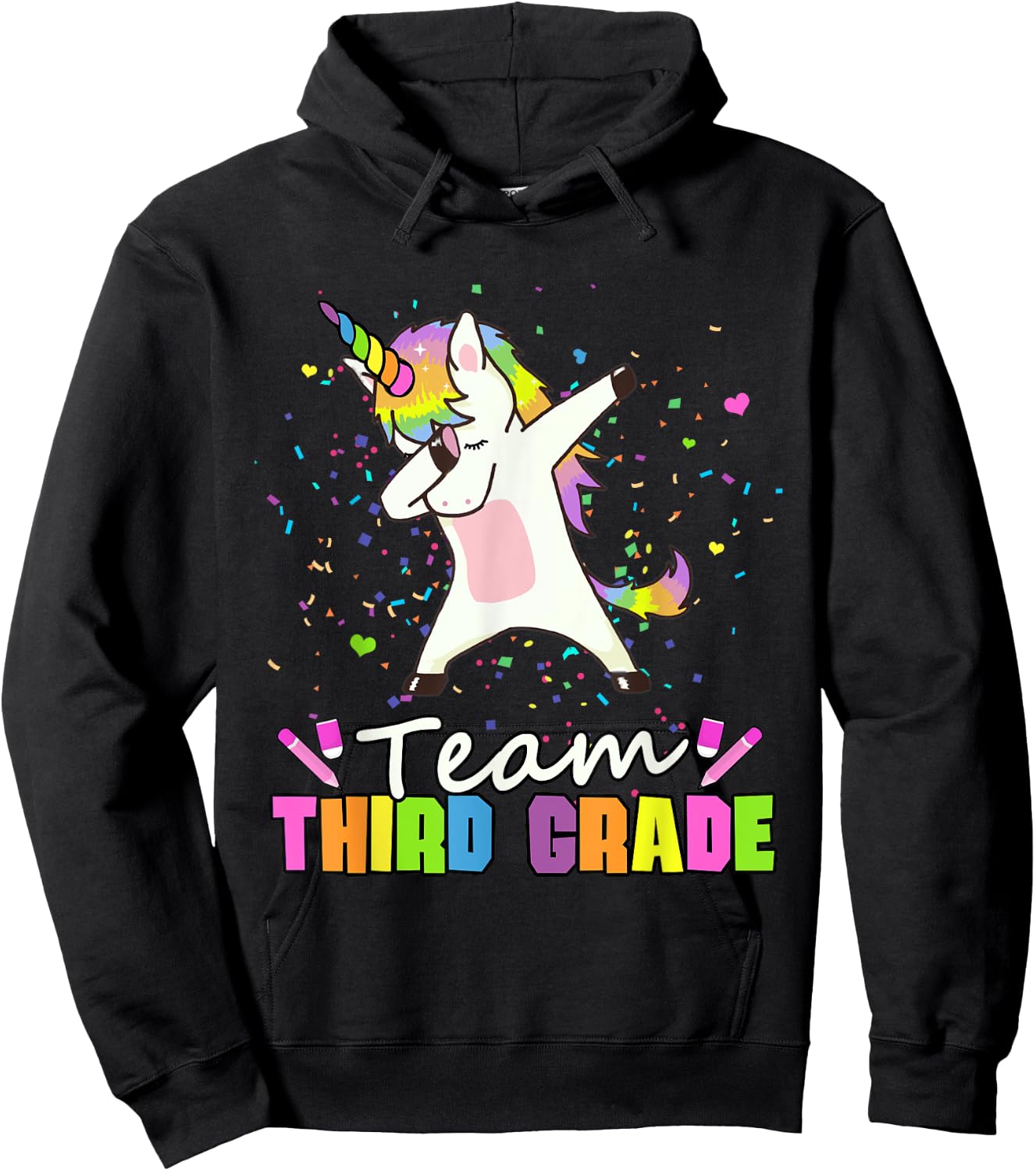 Team Third Grade Unicorn Team 3rd Grade Hoodie - Hoodie | Black