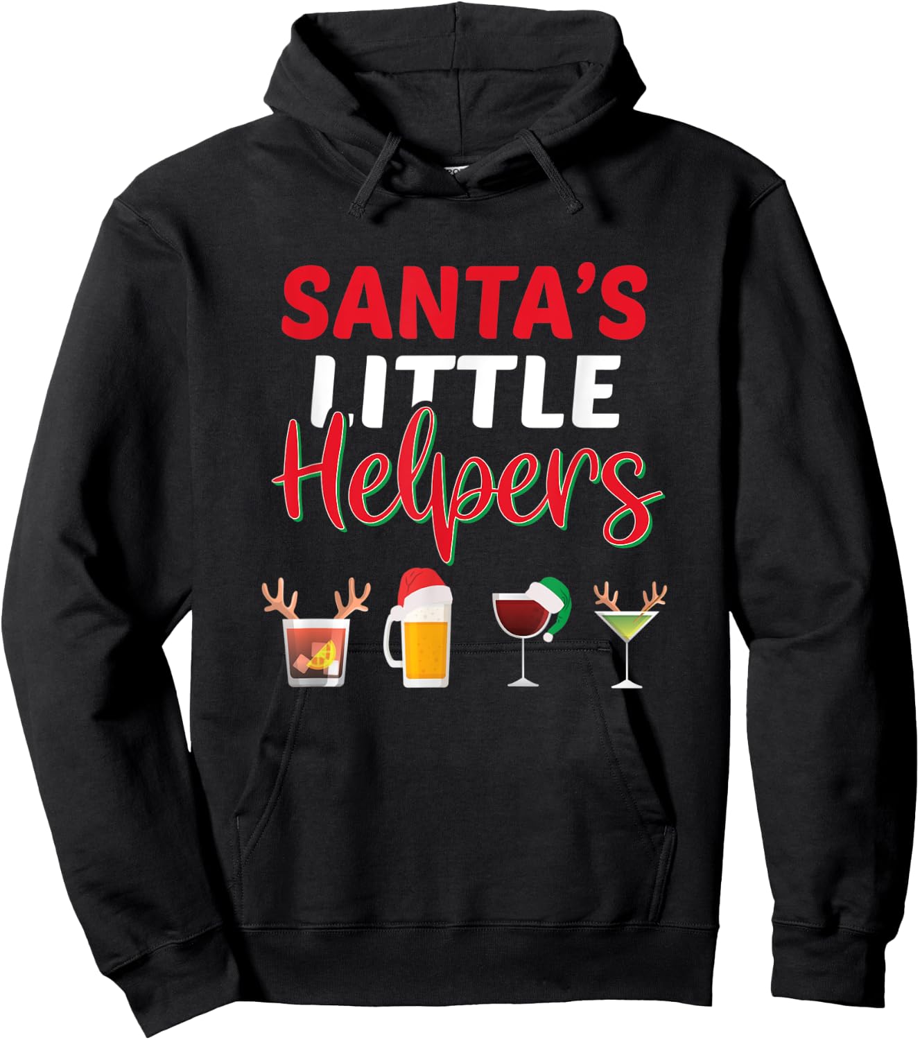 Santa's Little Helpers Christmas Spirits Drinking Squad Gift Hoodie - Hoodie | Black