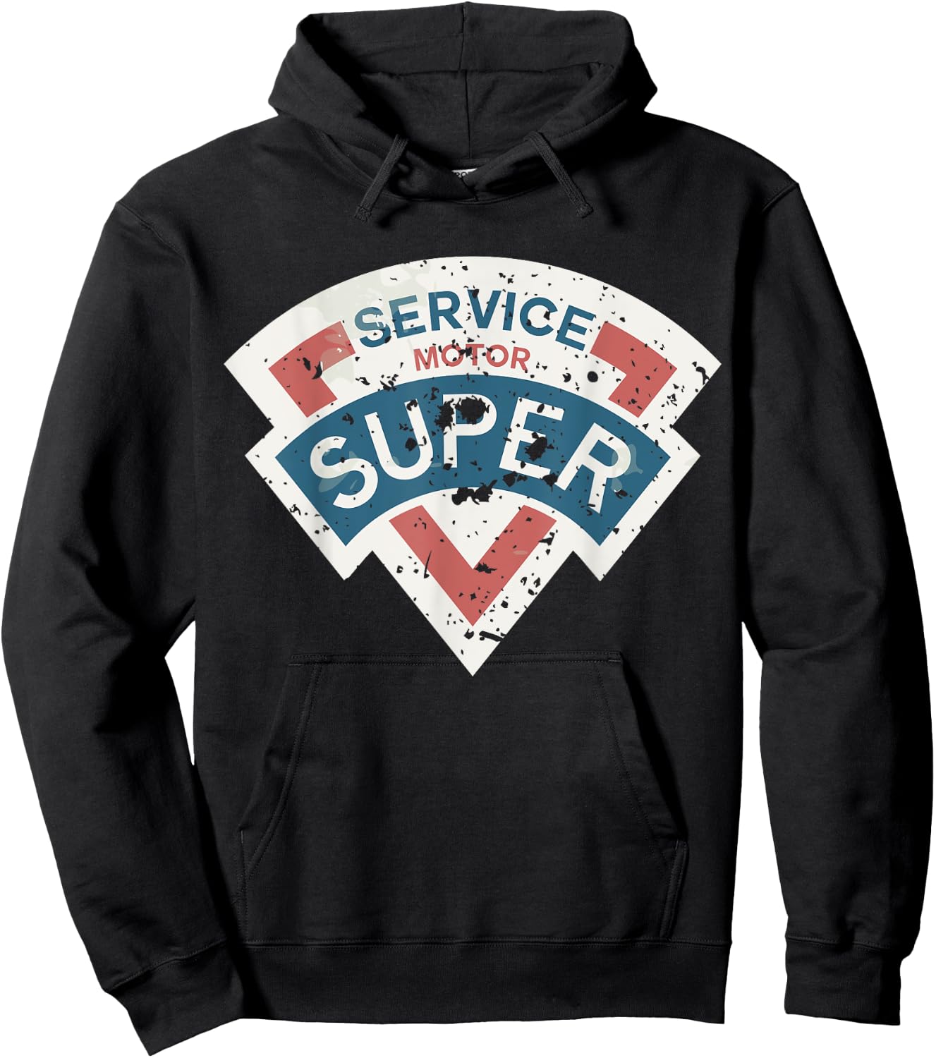 Vintage Super Service (distressed shirts women & men) Hoodie - Hoodie | Black