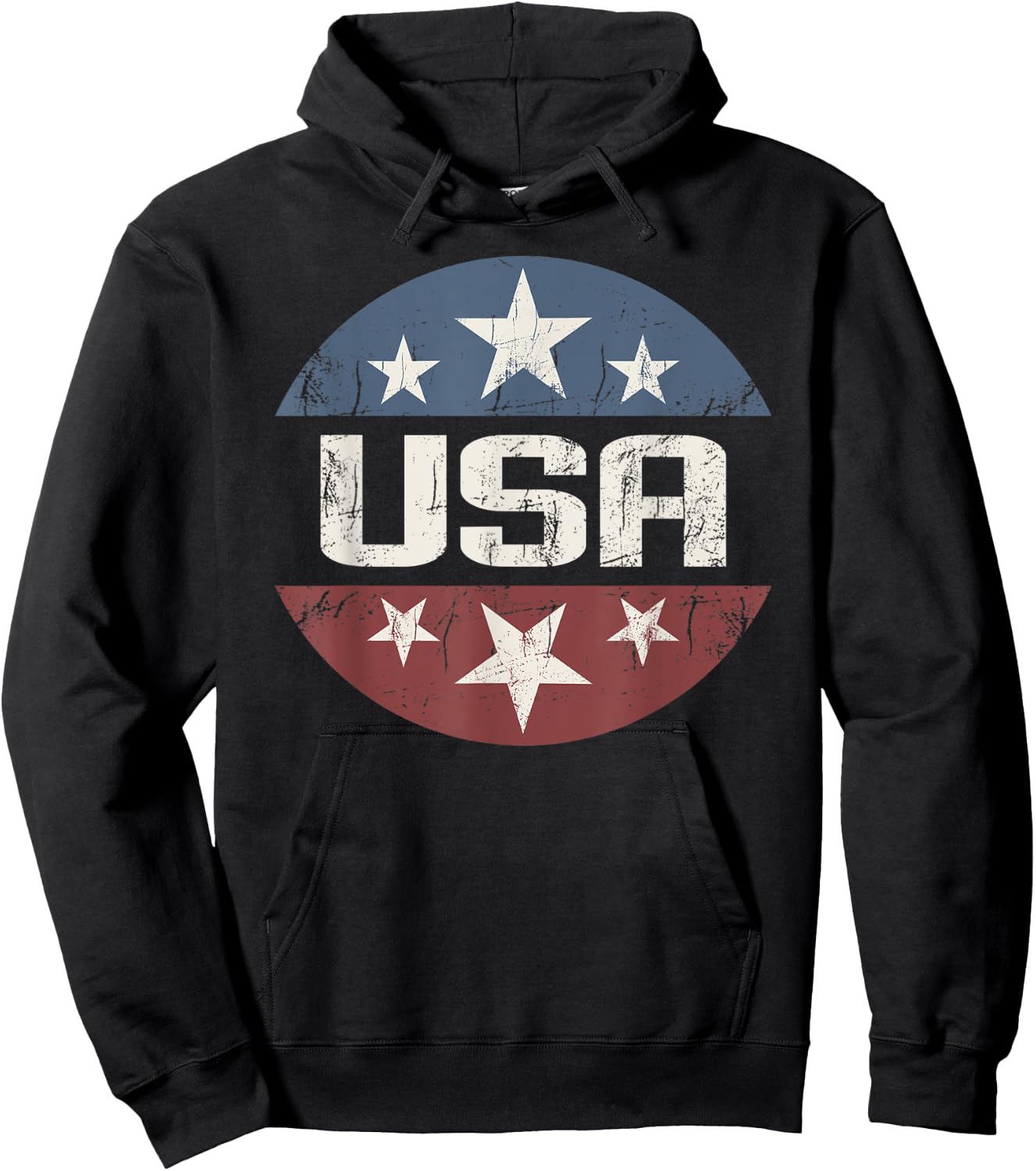 America Patriotic 4th of July Vintage Stars Logo USA Hoodie - Hoodie | Black