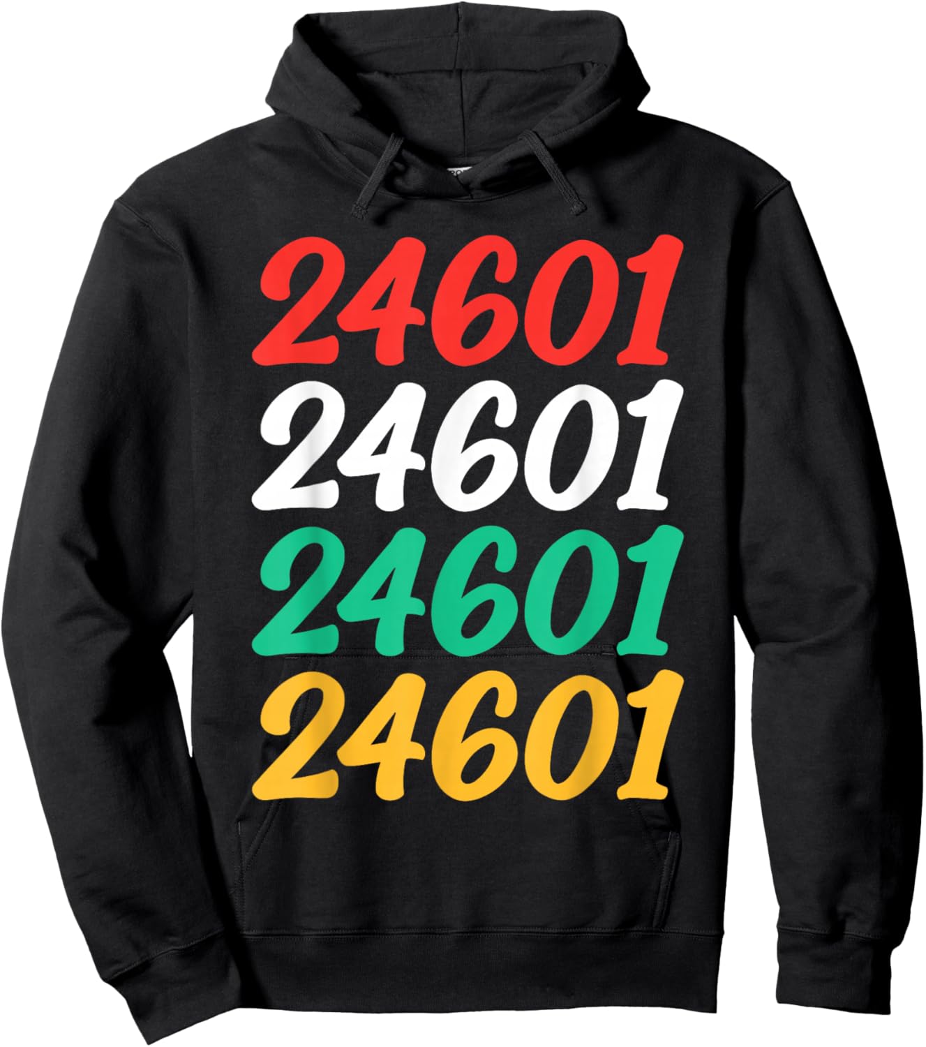 Shirt That Says 24601 Retro Zip code Zipcode 24601 Hoodie - Hoodie | Black