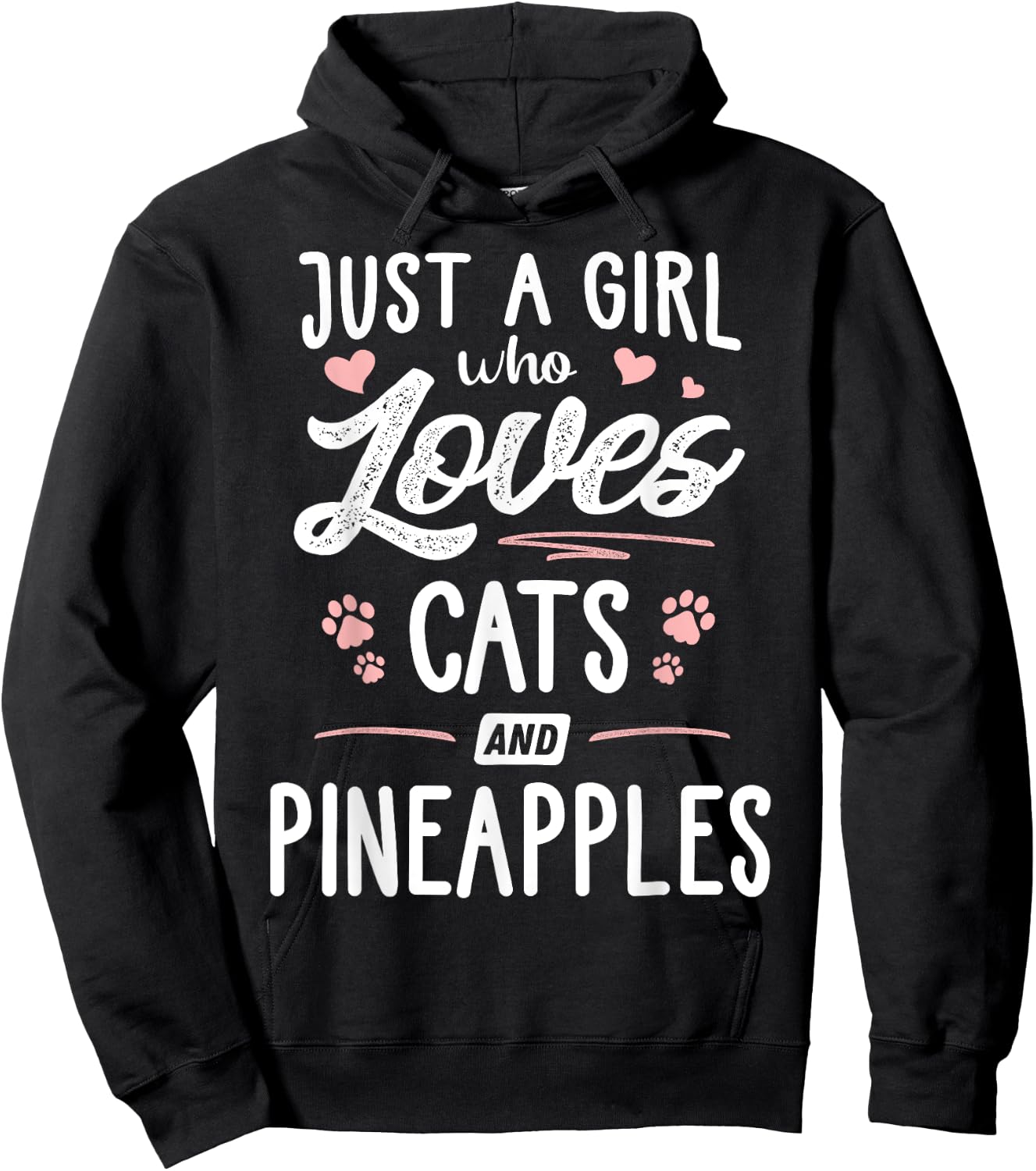 Just A Girl Who Loves Cats And Pineapples Gift Cat Lover Hoodie - Hoodie | Black
