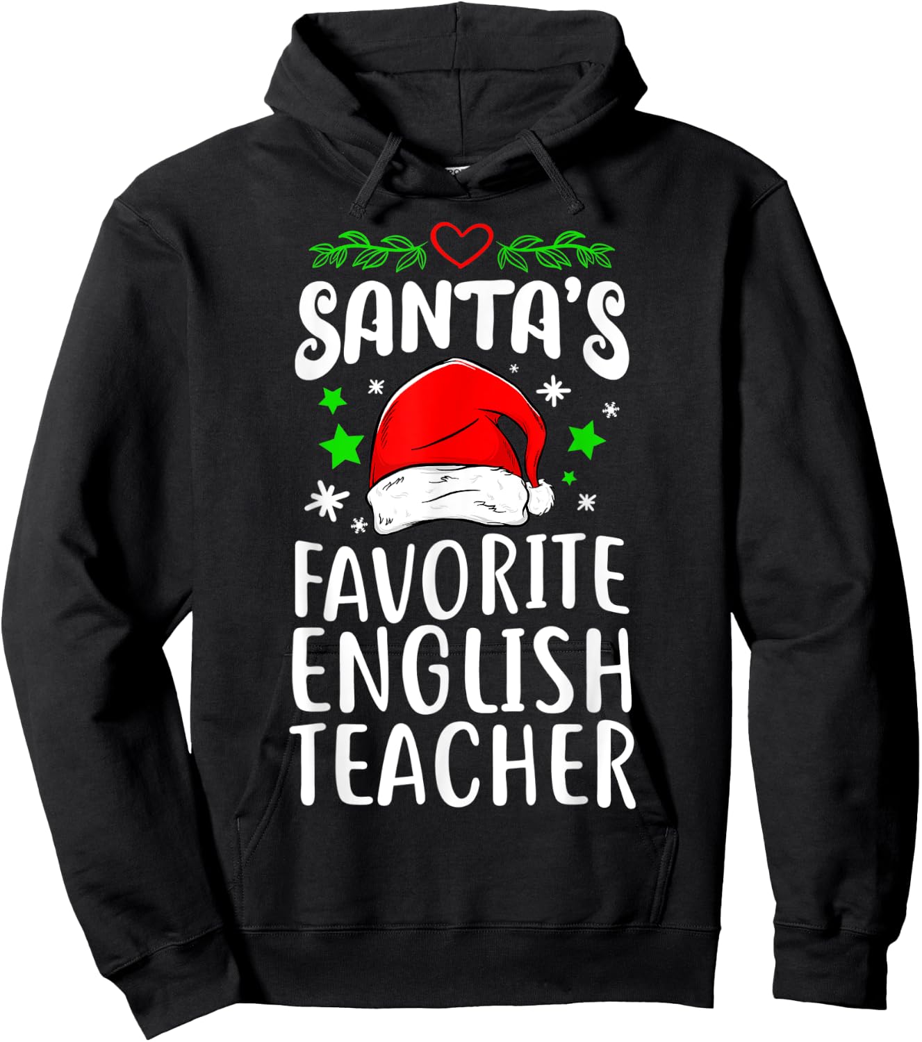 Santa's Favorite English Teacher Gift Xmas Christmas Women Hoodie - Hoodie | Black