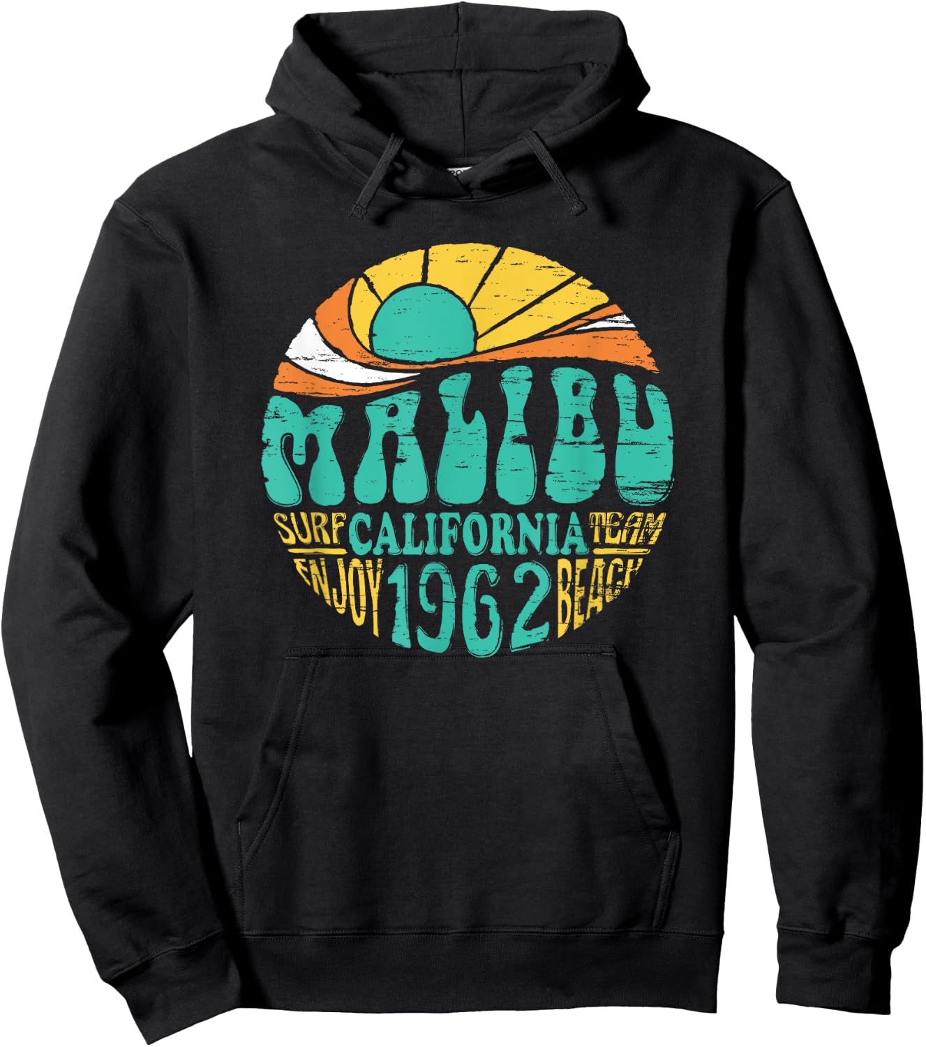Malibu California Retro Surf Team Beach Shirt Women Kids Hoodie - Hoodie | Black