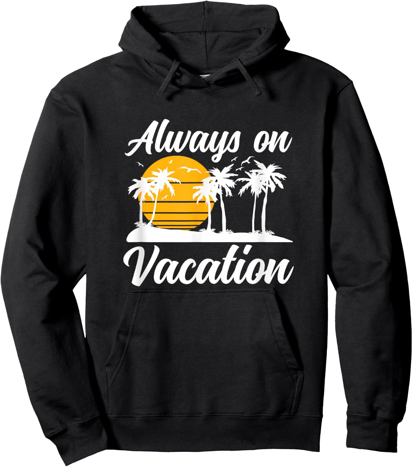 Lazy Always On Vacation Tropical Graphic Dark Hoodie - Hoodie | Black