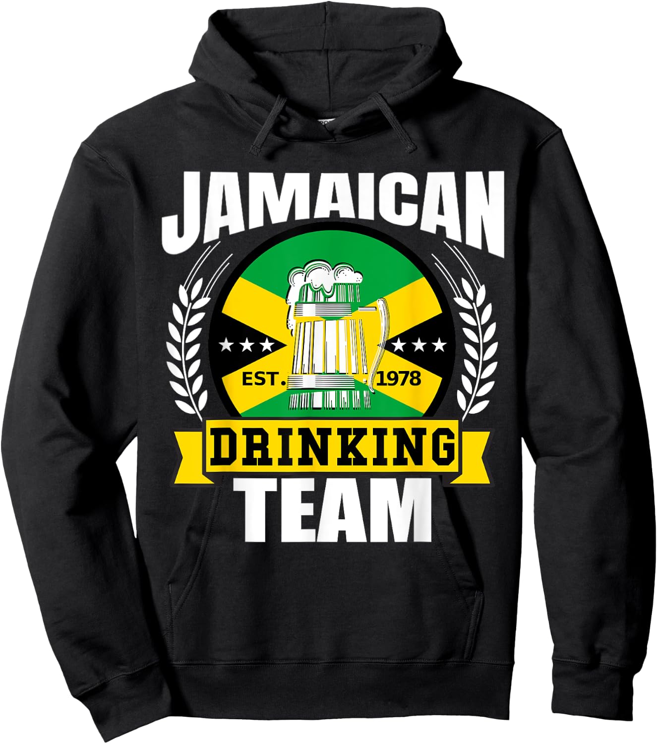 Jamaican Drinking Team Funny Jamaica Flag Beer Party Gift Hoodie - Hoodie | Black