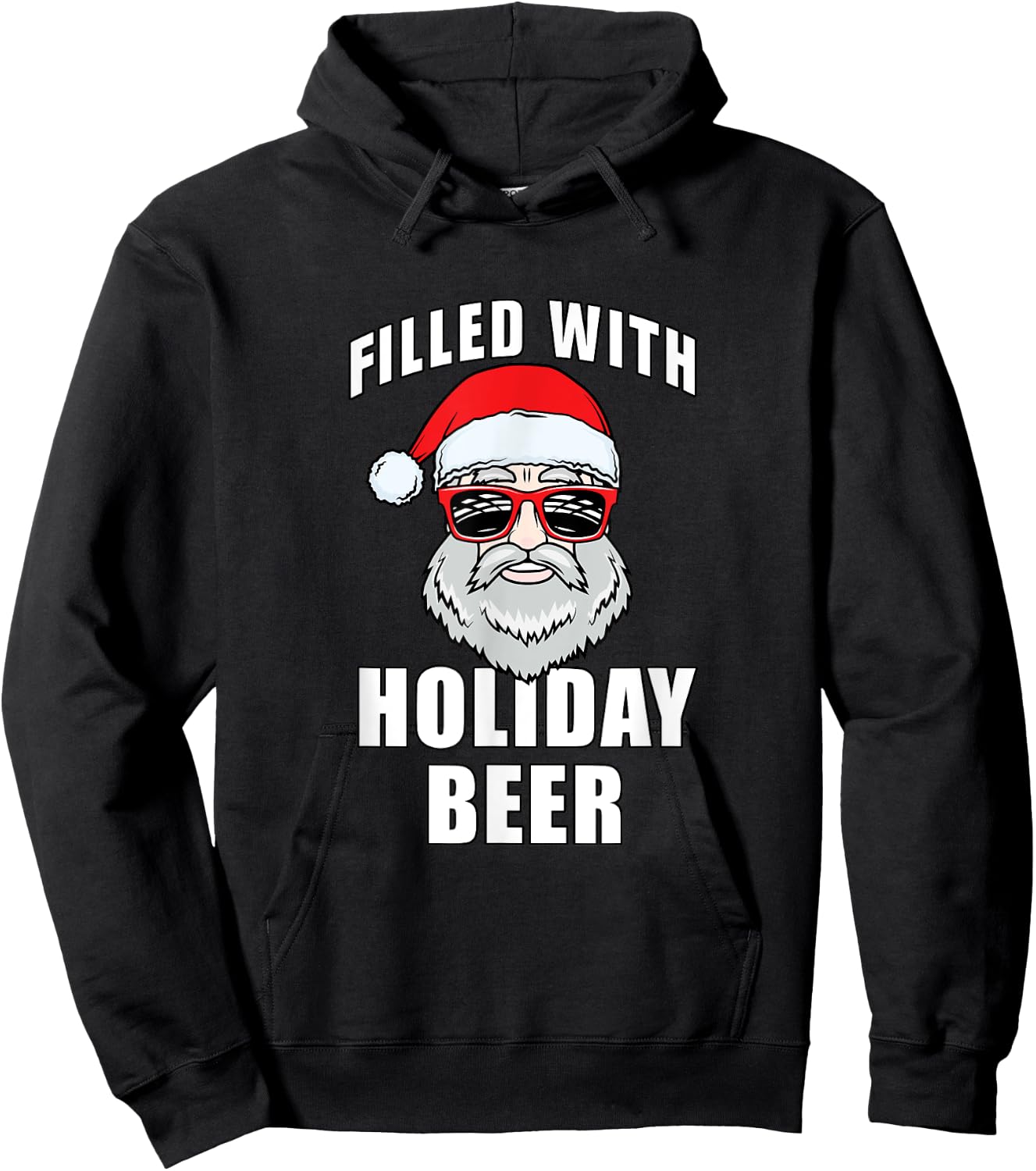 Funny Cool Christmas Santa Filled With Holiday Beer Hoodie - Hoodie | Black