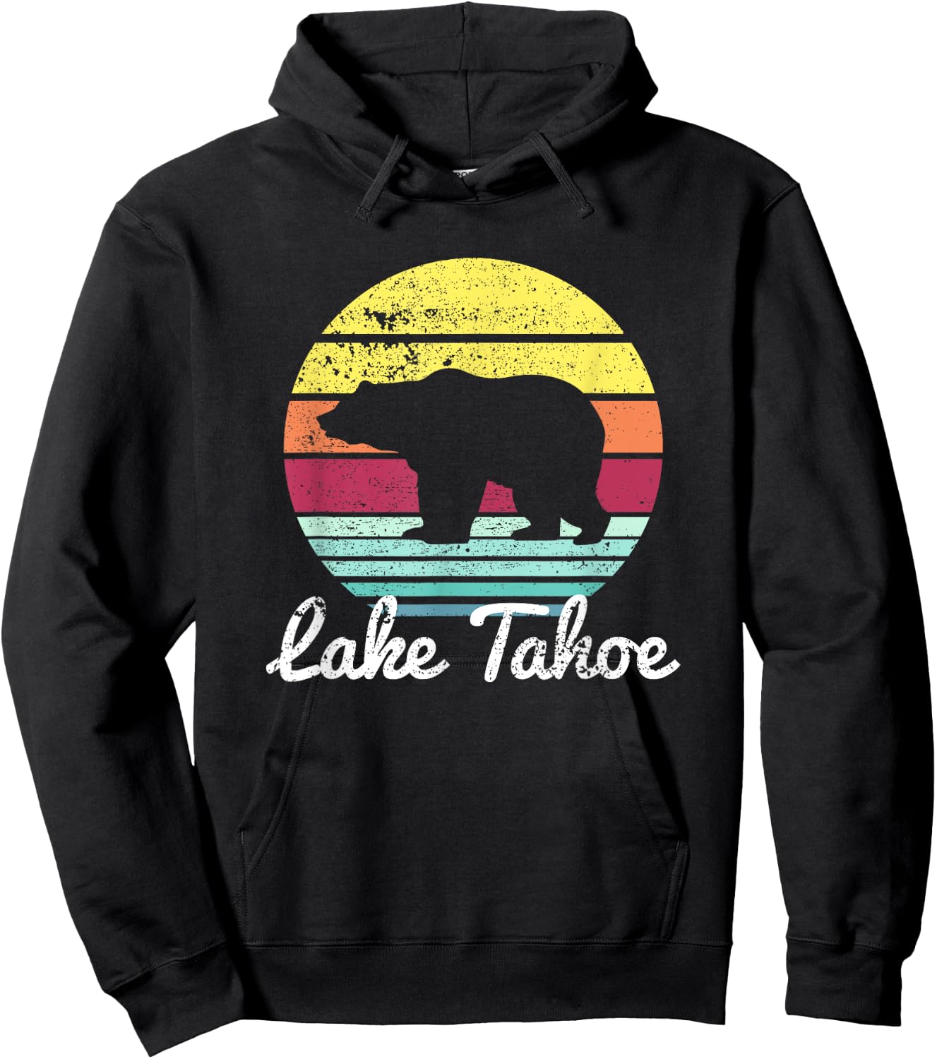 Vintage Retro Lake Tahoe California USA Bear T Shirt Hoodie - Hoodie | Black