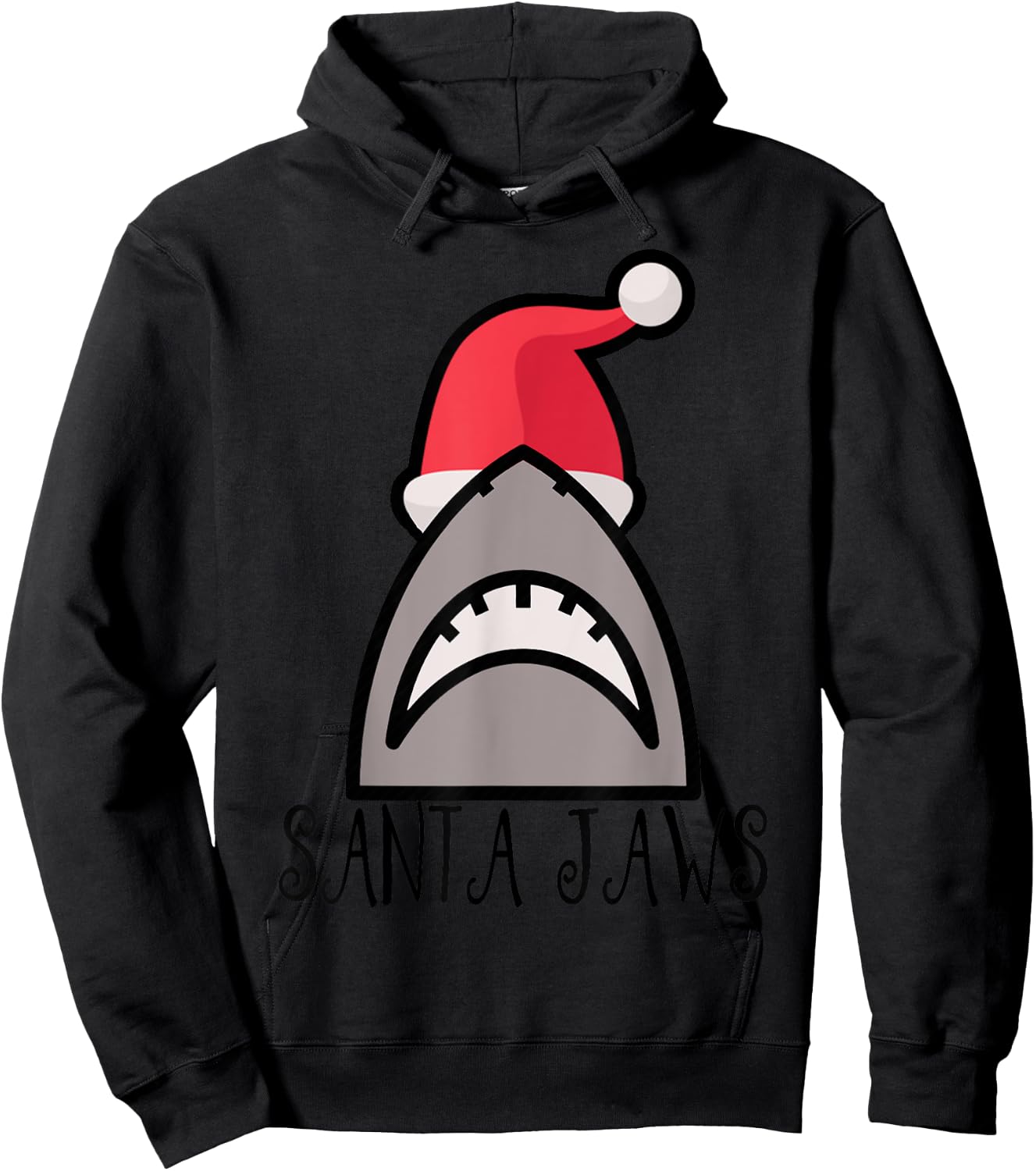 SANTA JAWS SHARK CHRISTMAS SHIRT- CHRISTMAS AT THE BEACH Men Women Kids Hoodie - Hoodie | Black