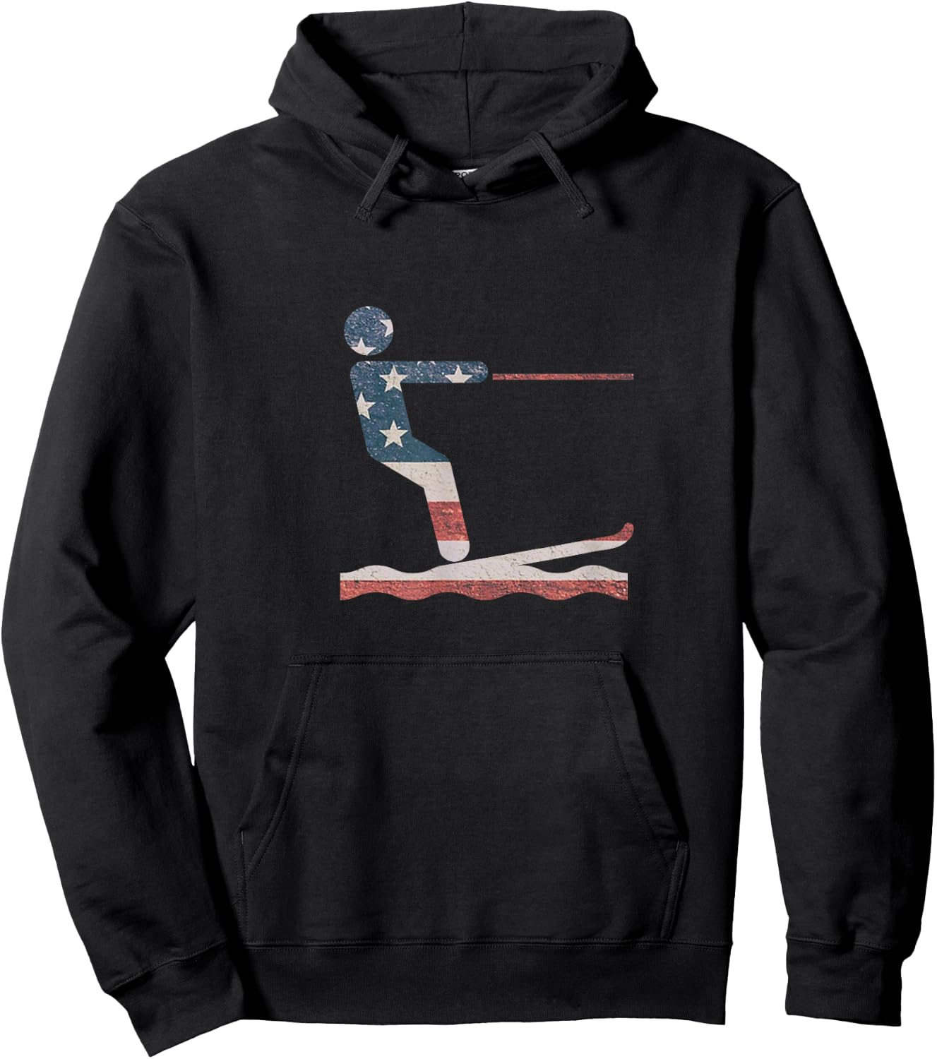 Water Ski T Shirt Water skiing American Flag Hoodie - Hoodie | Black