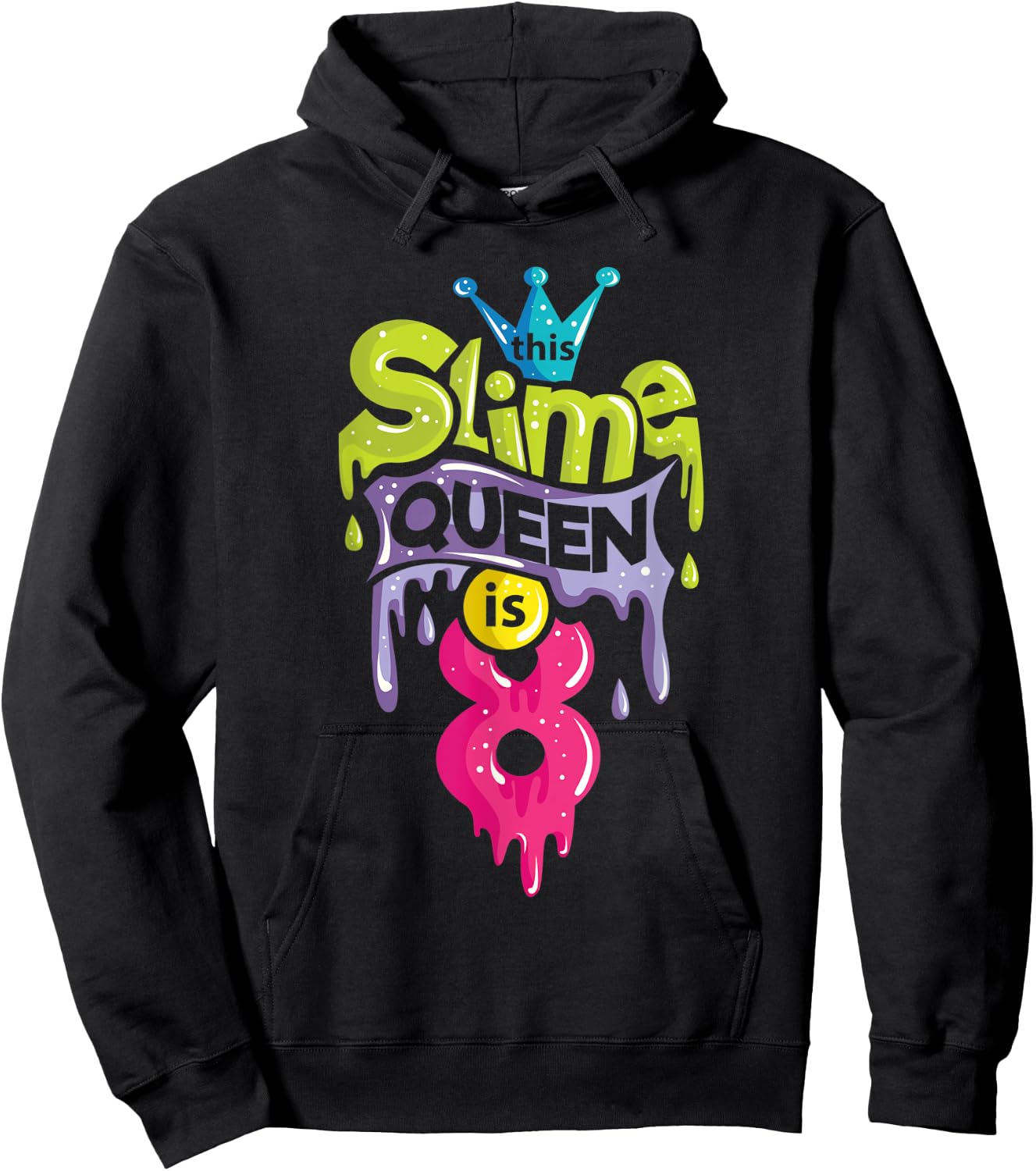 This Slime Queen is 8 8th Birthday Slime Hoodie - Hoodie | Black